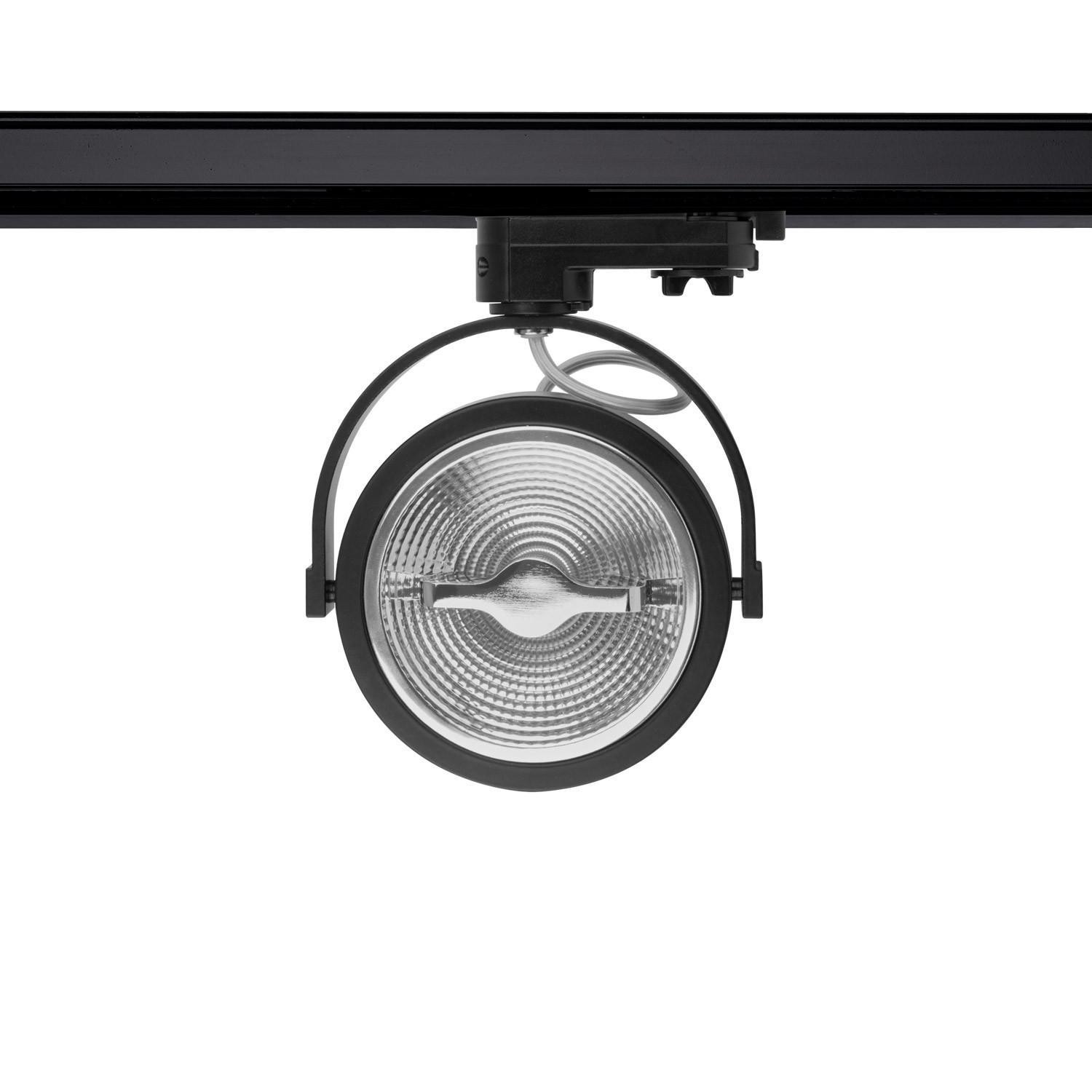Spot LED sur Rail Triphasé CREE AR111 15W Dimmable Noir Blanc froid 5000K