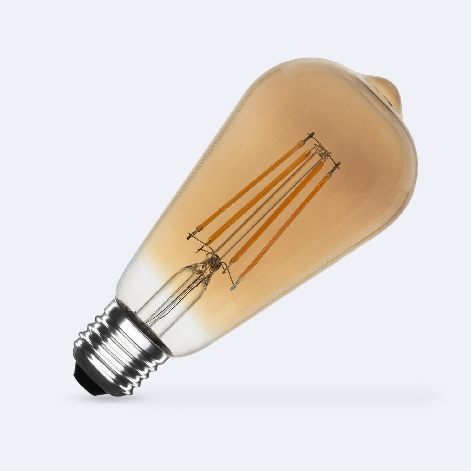 Ampoule LED Filament E27 8W 750lm ST64 Gold No Flicker Blanc chaud 2200K
