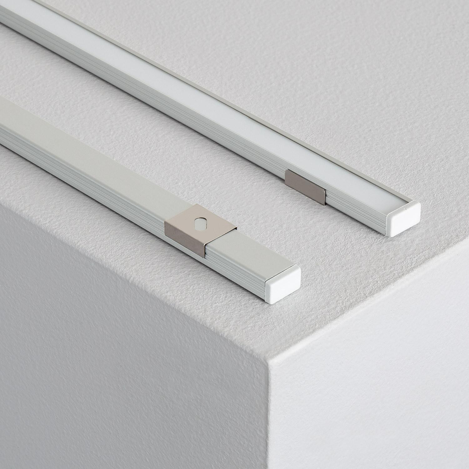 Profilé Aluminium en Saillie 1m avec Capot Translucide pour Rubans LED jusqu'à 10mm Capot translucide
