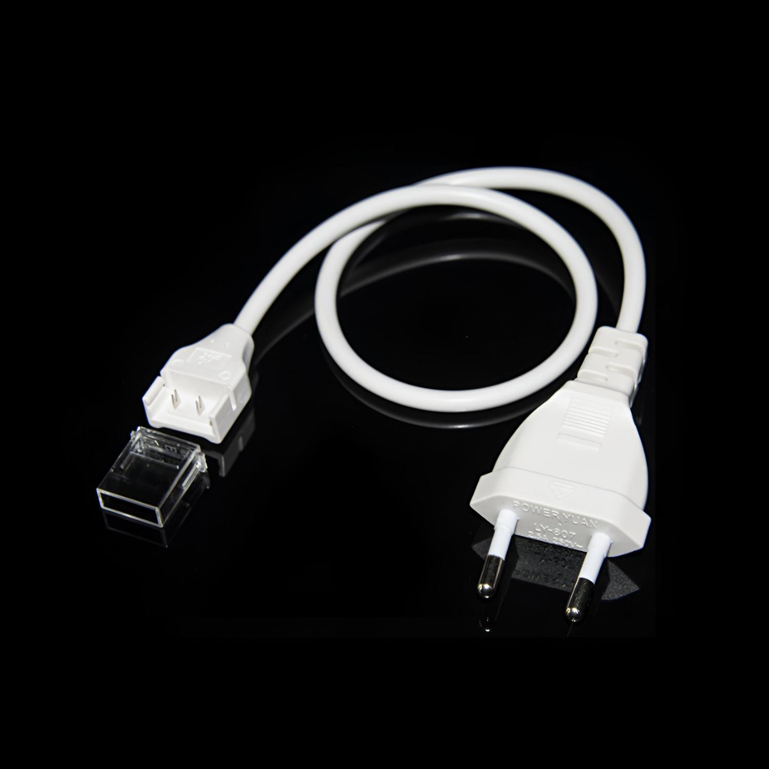 Câble Connexion pour Ruban LED Auto-Redressement 220V AC COB Silicone Flex Largeur 10mm Monochrome Blanc