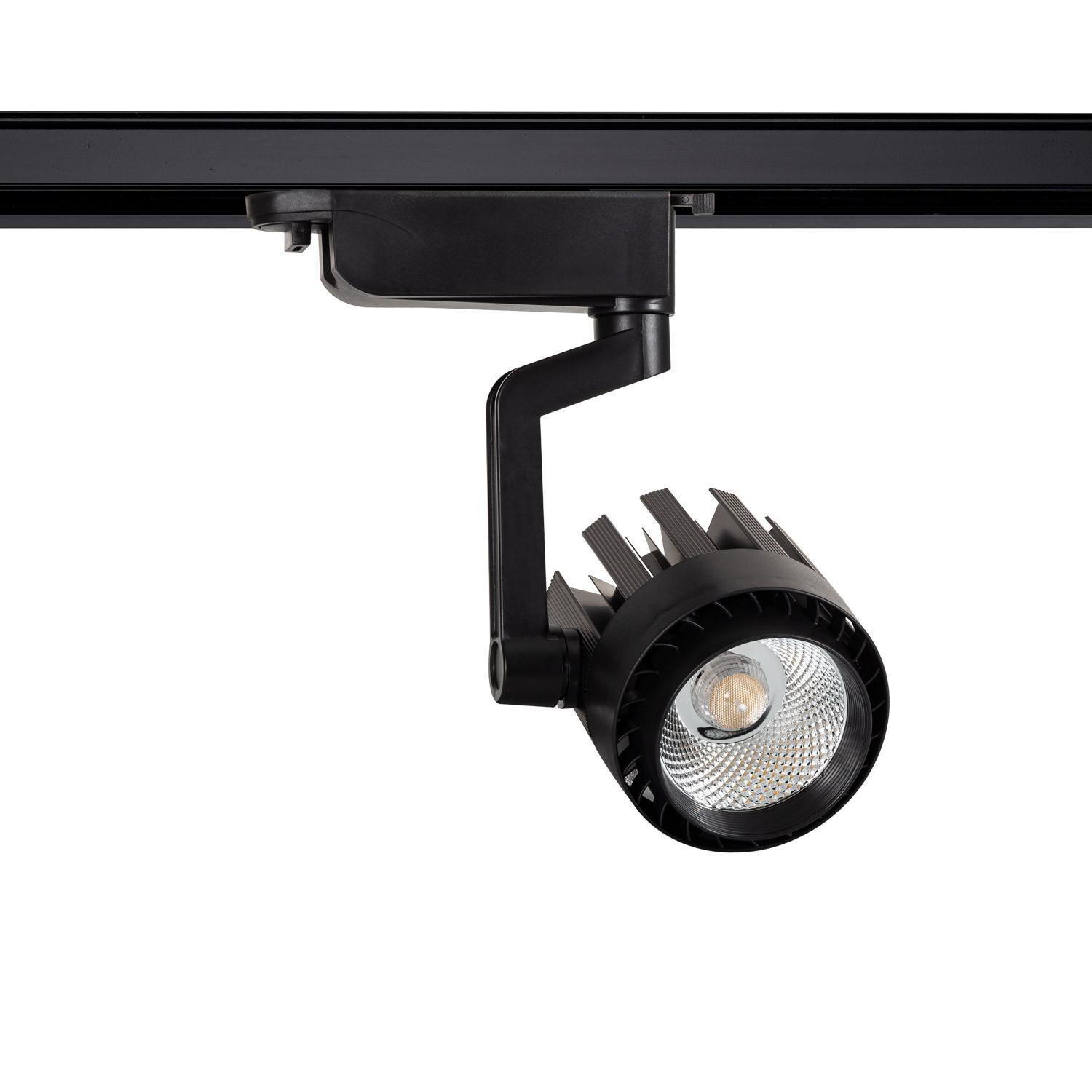 Spot LED sur Rail Triphasé 30W Dora Noir Blanc froid 5000K
