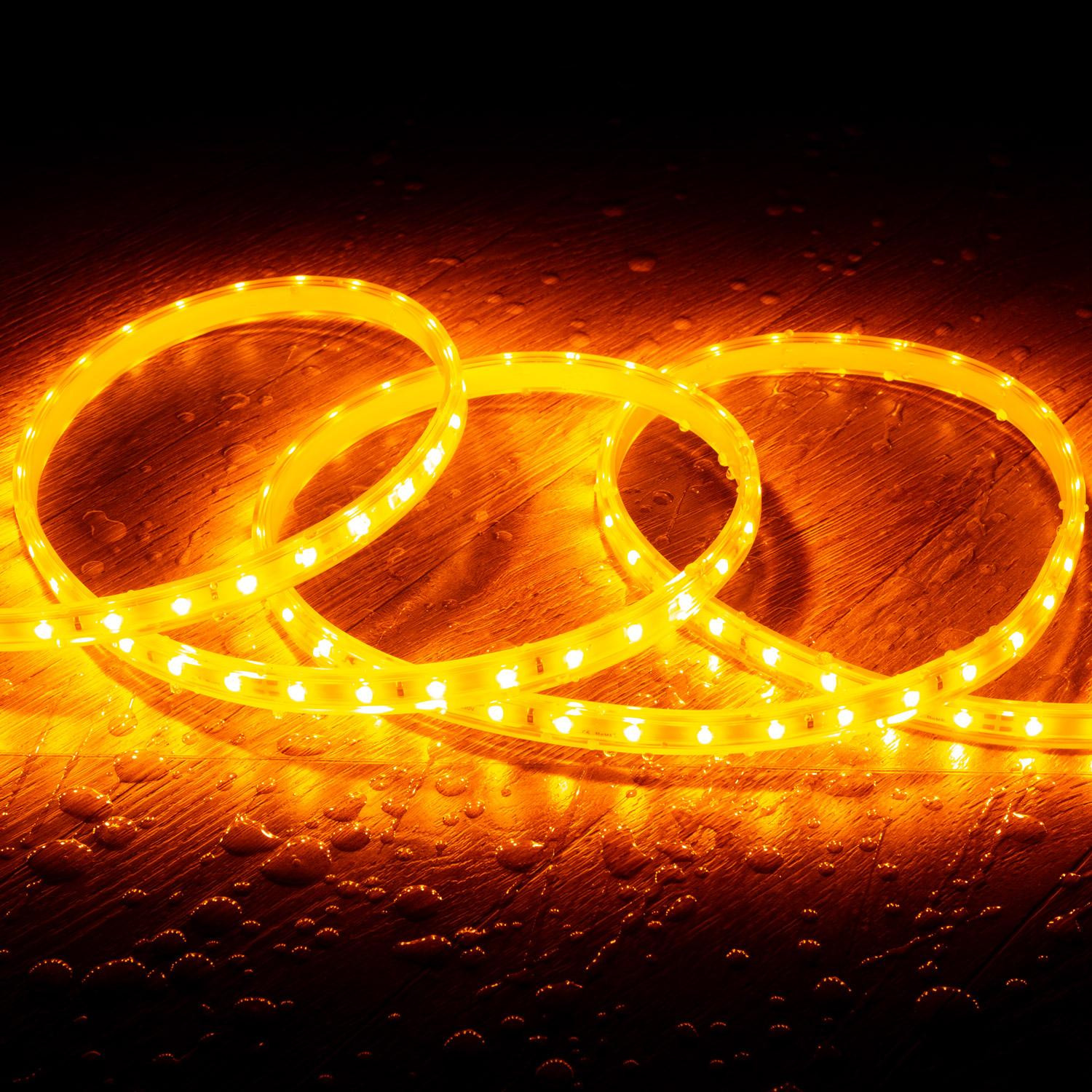 Ruban LED 220V SMD2835 60LED/m Orange IP65 Largeur 12mm Coupe tous les 100cm 2m