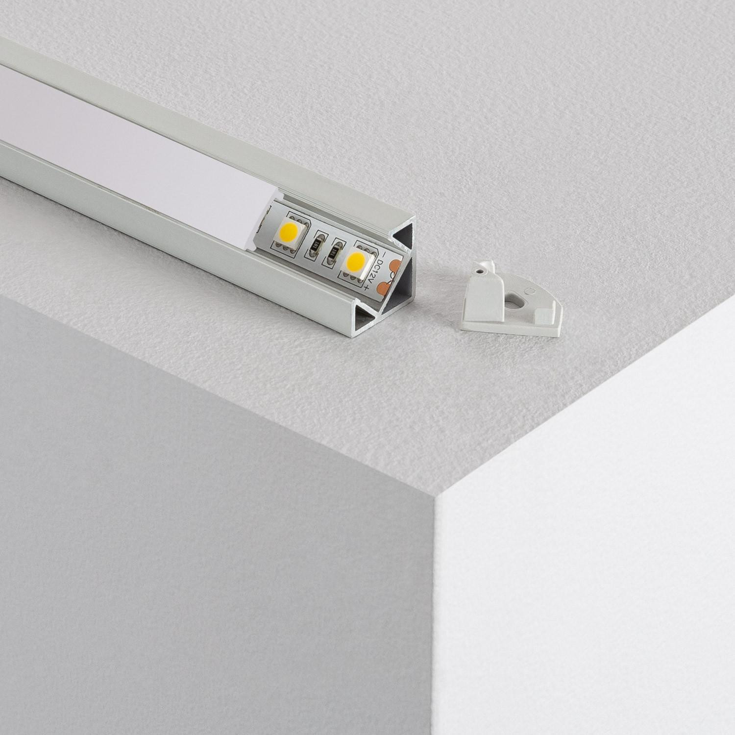 Profilé Aluminium Plat d'Angle 1m pour Rubans LED jusqu'à 10mm Capot translucide