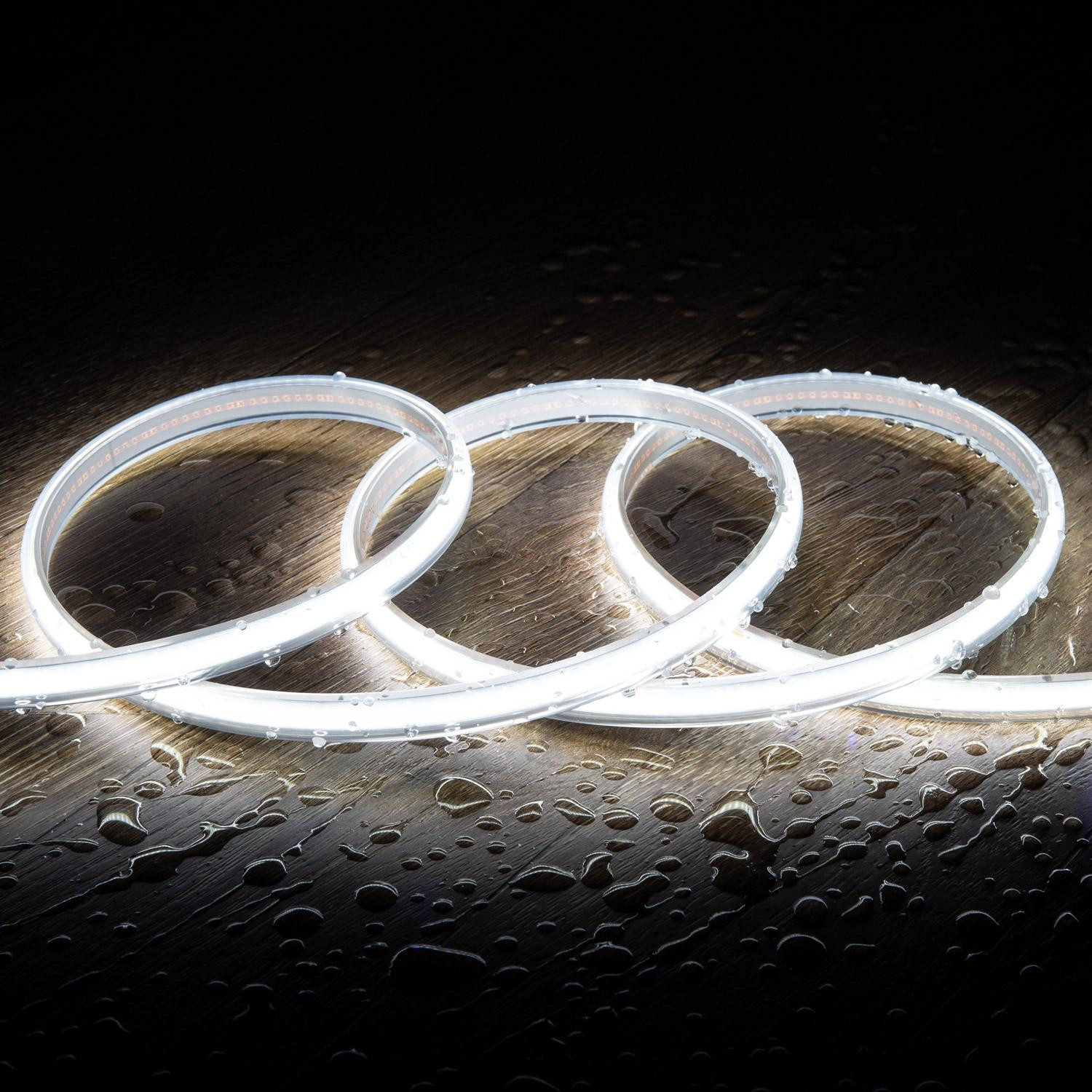 Ruban LED 220V COB 320LED/m Blanc Froid IP65 CRI90 Largeur 12mm Coupe tous les 50cm 1 m