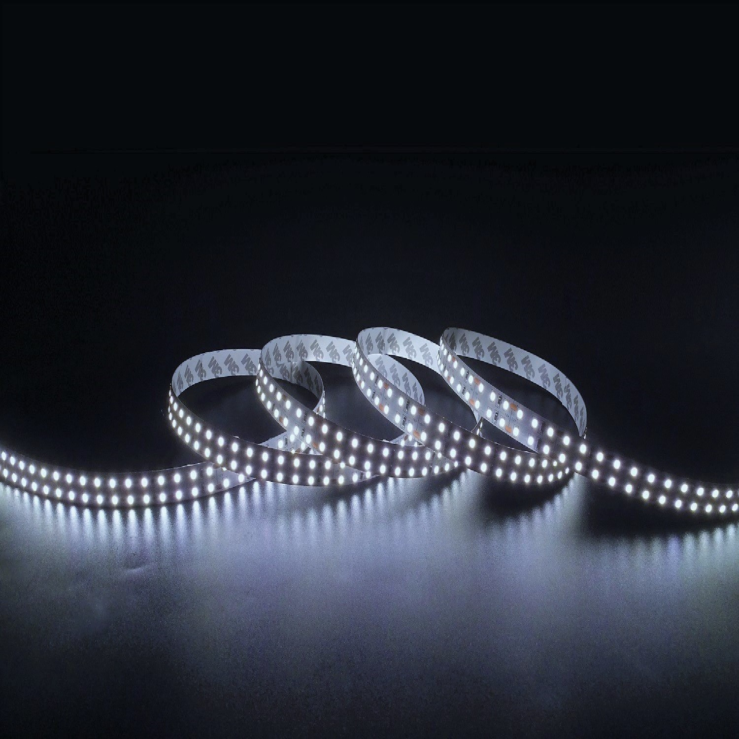 Ruban LED Double 12V DC 204LED/m 5m IP20 Largeur 14mm Coupe tous les 3cm Blanc froid 5000K