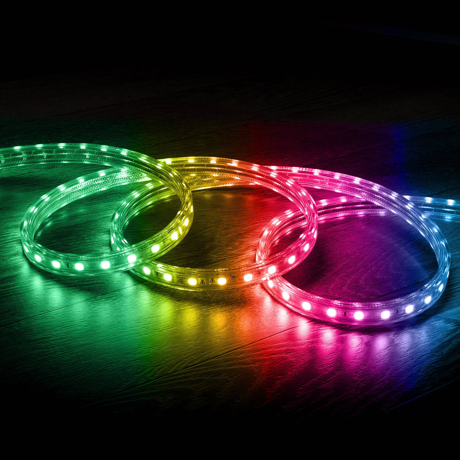 Ruban LED 220V AC 60LED/m RGB IP65 Largeur 16mm Coupe tous les 100cm 2m
