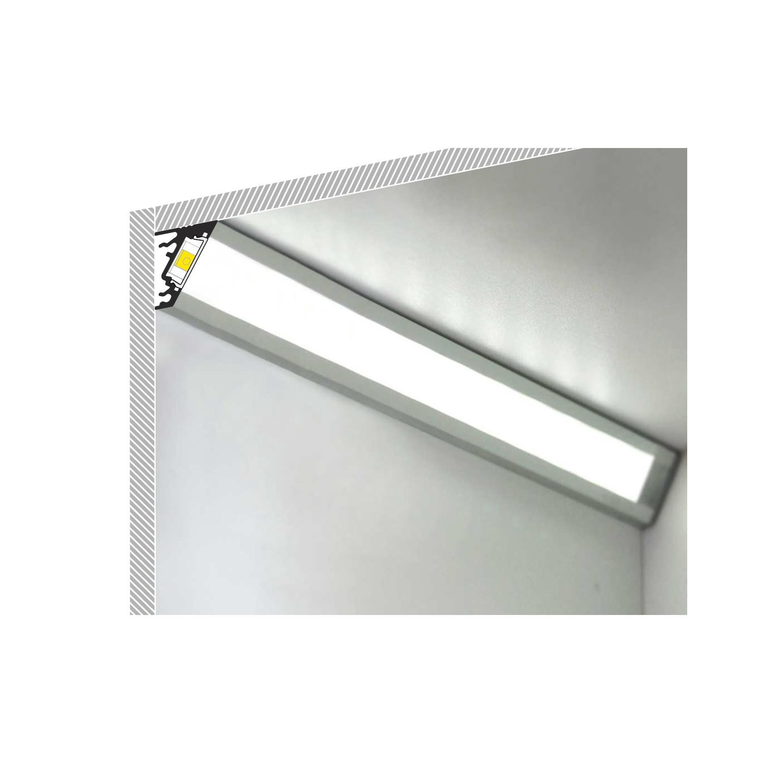 Profilé Aluminium Angle Variable 1m pour Rubans LED jusqu'à 10mm Capot translucide