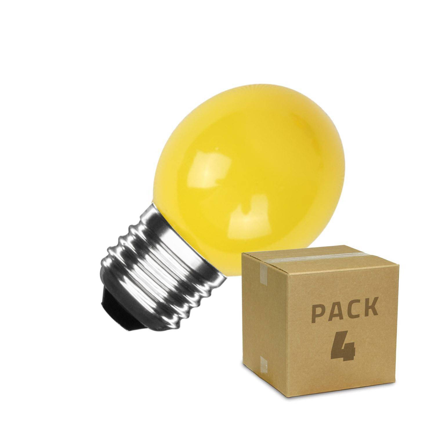 Pack 4 Ampoules LED E27 3W 300lm G45 Jaune Jaune