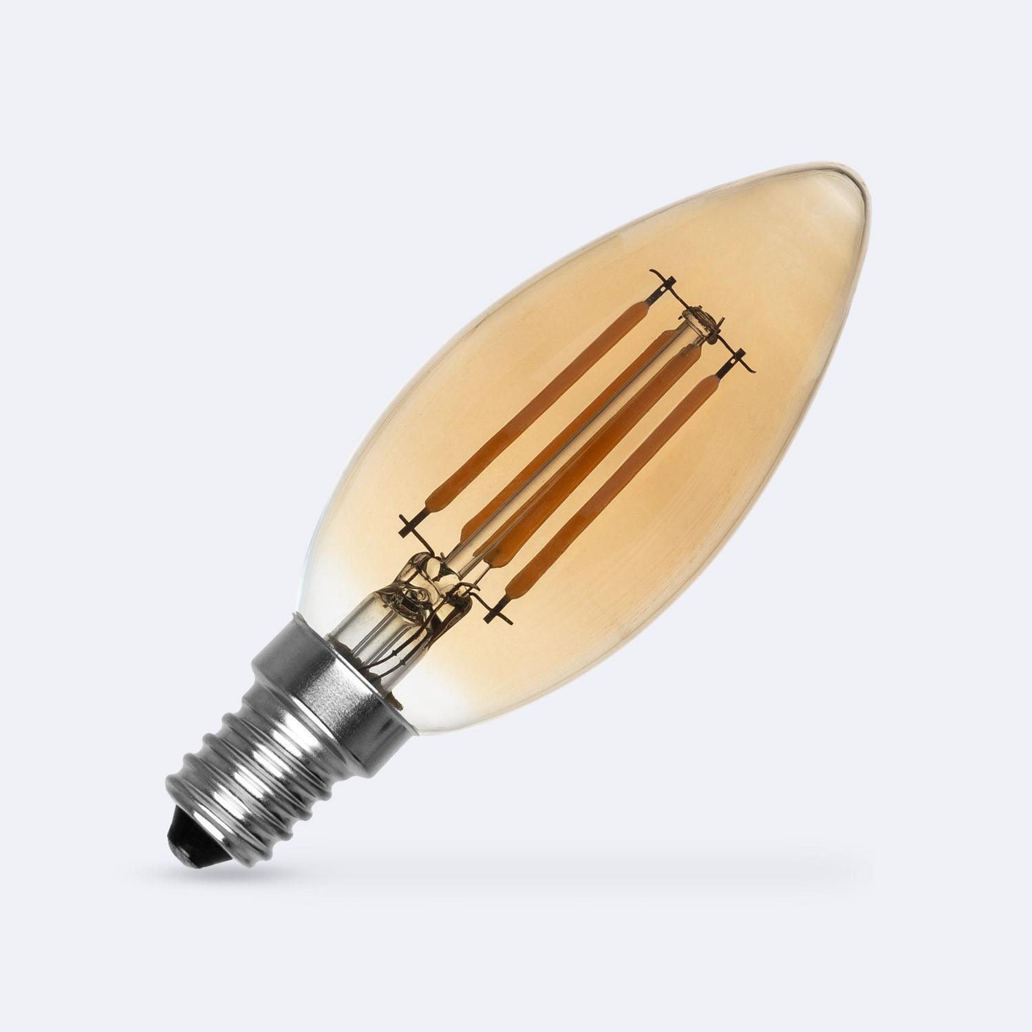 Ampoule LED Filament E14 4W 470lm C35 Bougie Gold No Flicker Blanc chaud 2200K
