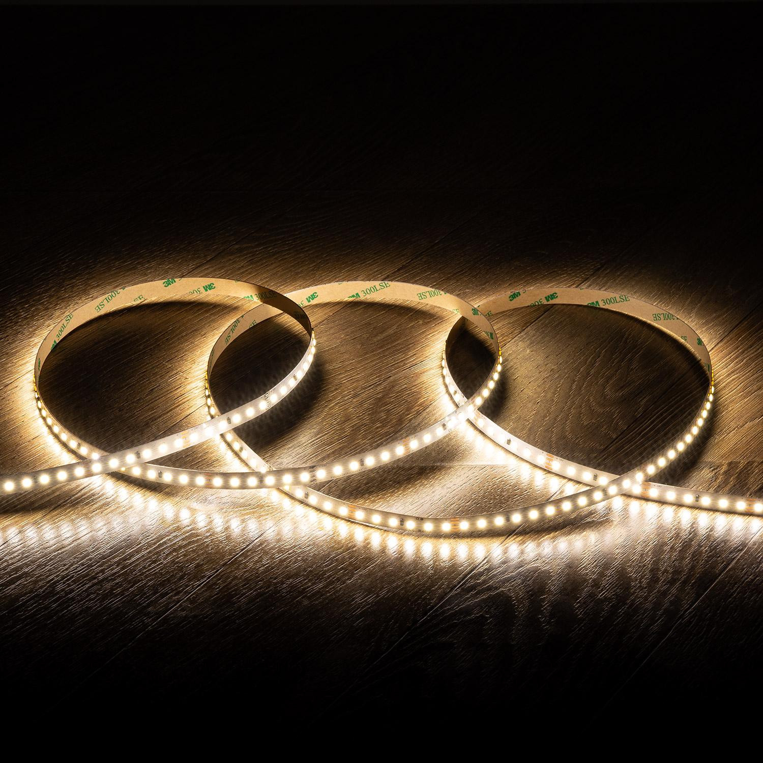 Ruban LED 24V DC SMD2835 120LED/m IP20 20m Largeur 10mm Coupe 5cm Longue Distance Blanc neutre 4000K
