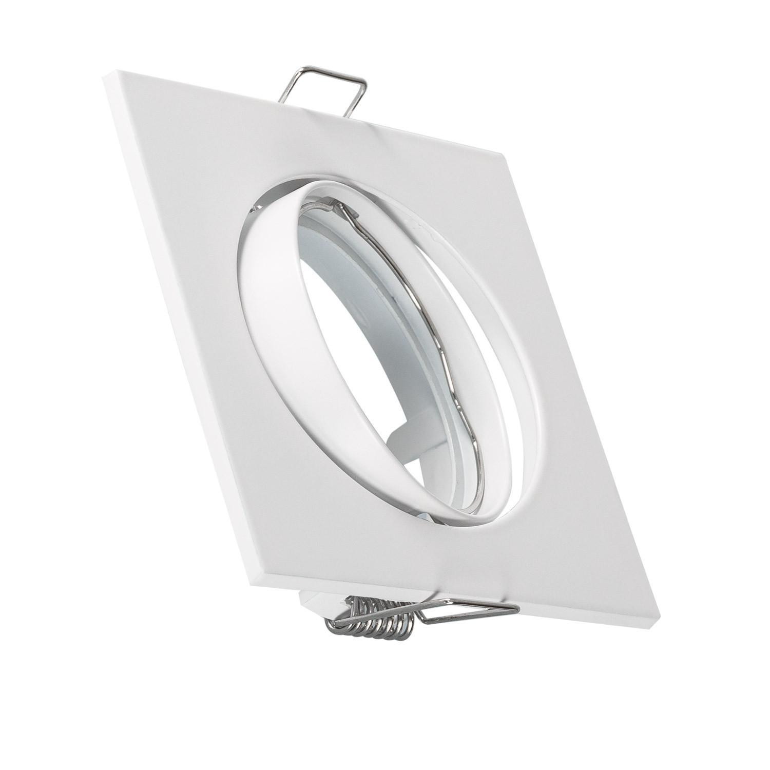 Collerette Downlight Carrée Orientable pour Ampoule GU10/GU5.3 Coupe Ø 72mm Blanc
