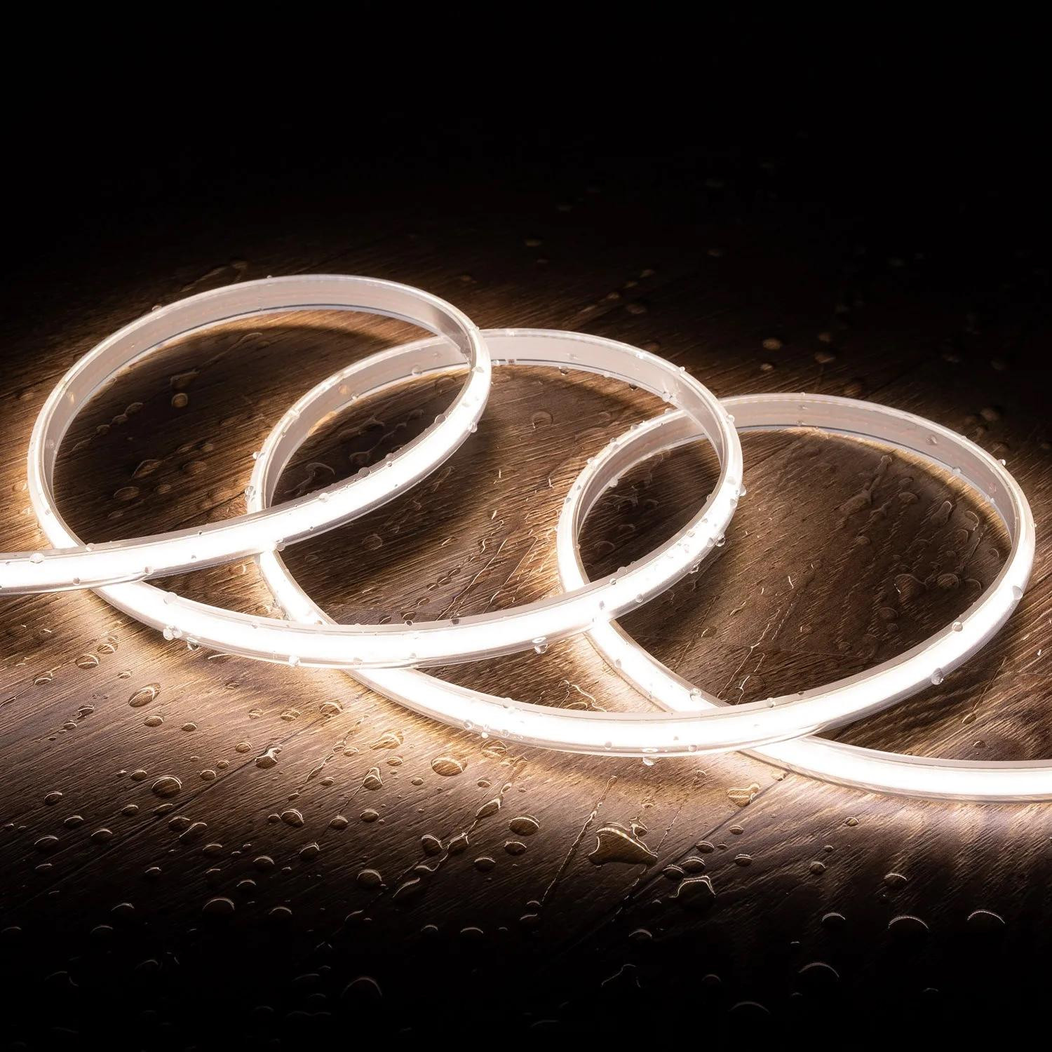 Ruban LED Dimmable 220V COB Auto-redressement 320LED/m 720 lm/m Largeur 12 mm IP65 coupe 50 cm 7 m Blanc neutre 4000K