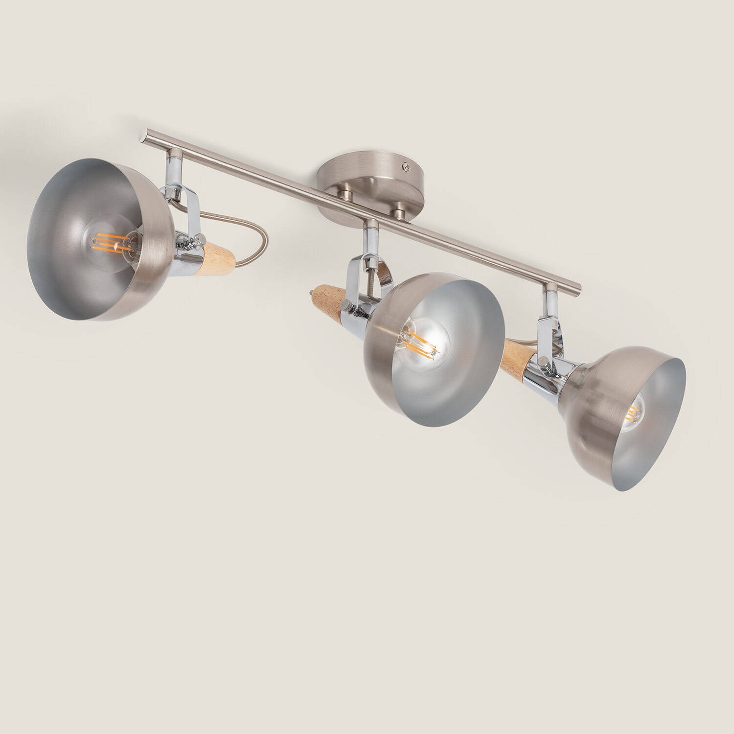 Plafonnier Orientable Aluminium Emer 3 Spots Argenté Argent
