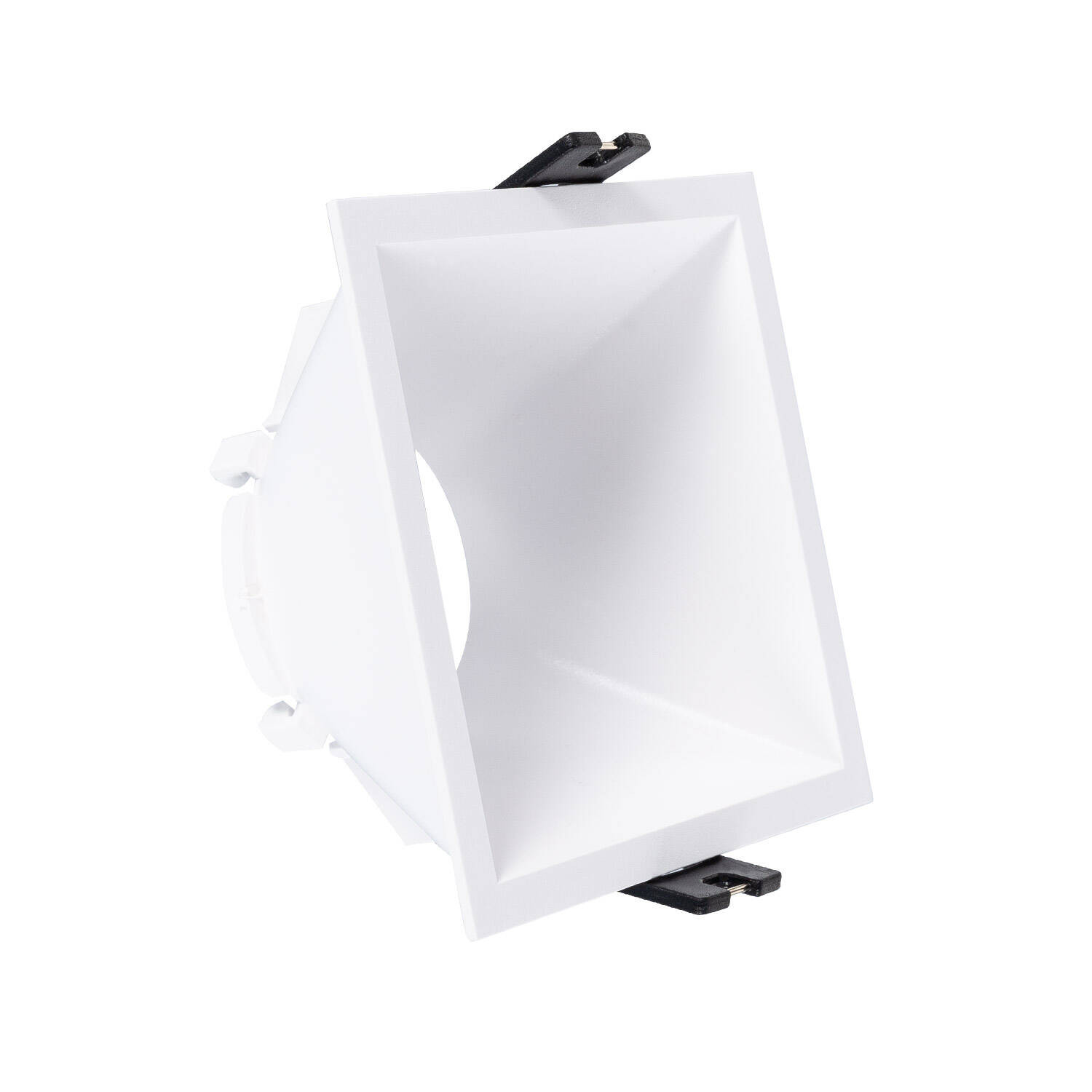 Collerette Downlight Carrée Faible UGR pour Ampoule LED GU10 Coupe 85x85mm Blanc