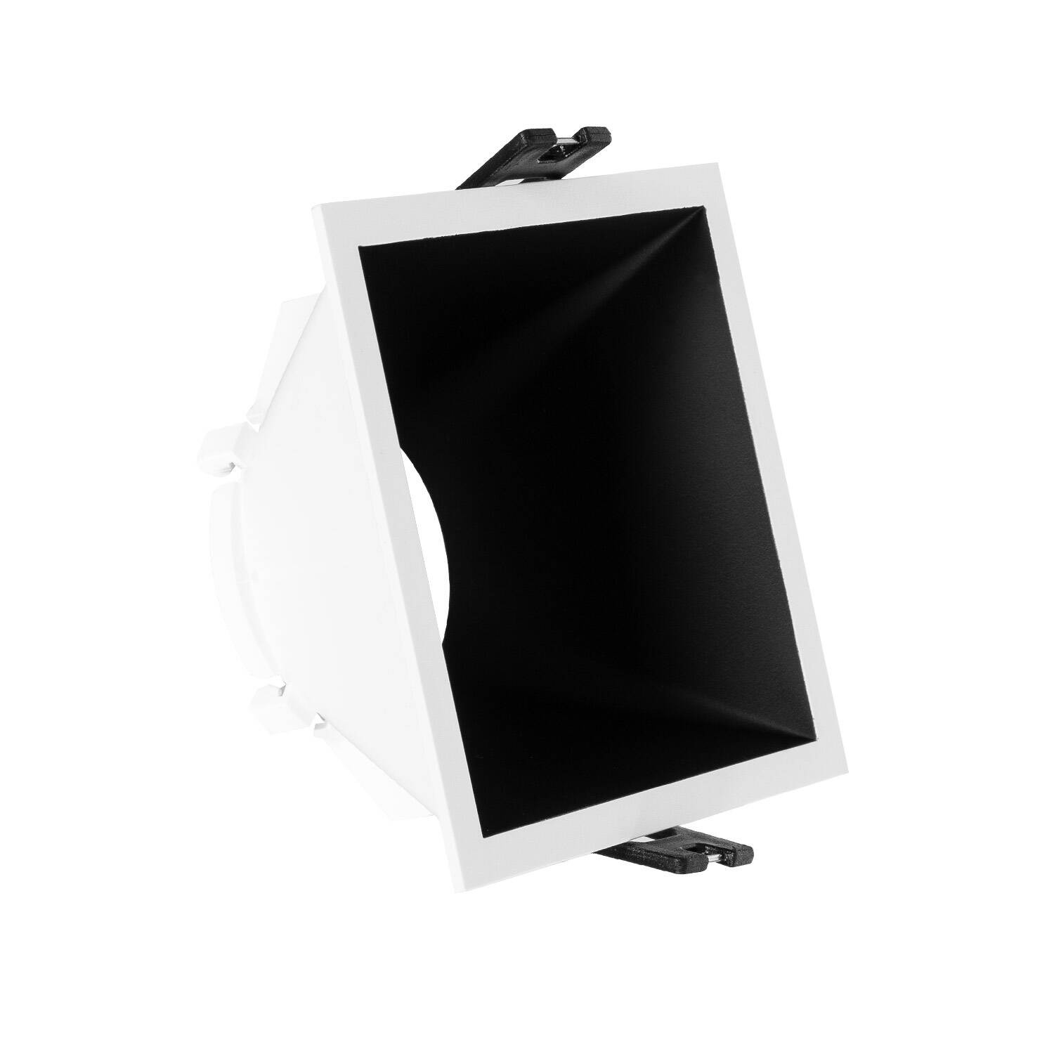 Collerette Downlight Carrée Faible UGR pour Ampoule LED GU10 Coupe 85x85mm Blanc / Noir
