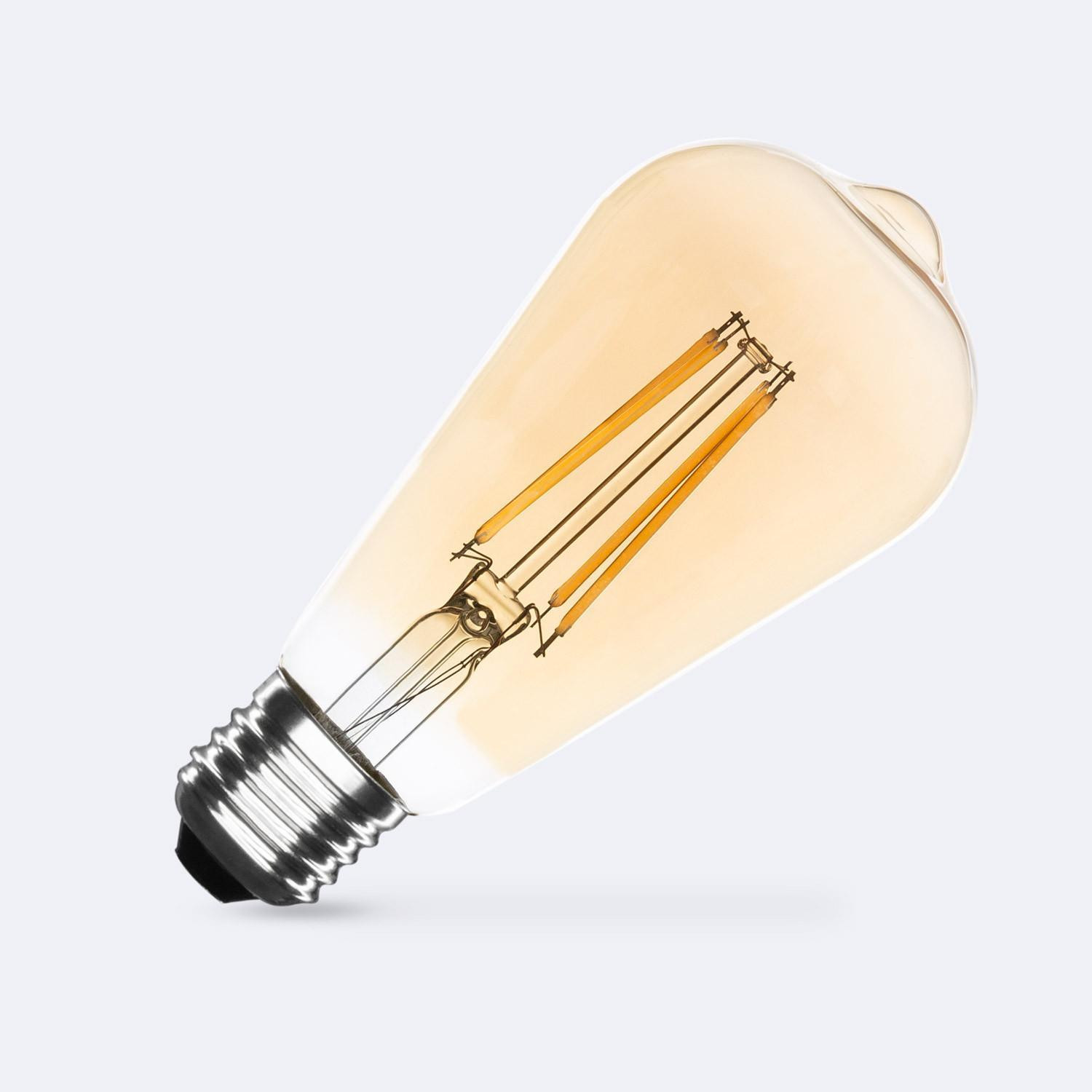 Ampoule LED Filament E27 8W 750lm Dimmable ST64 Gold No Flicker Blanc chaud 2700K