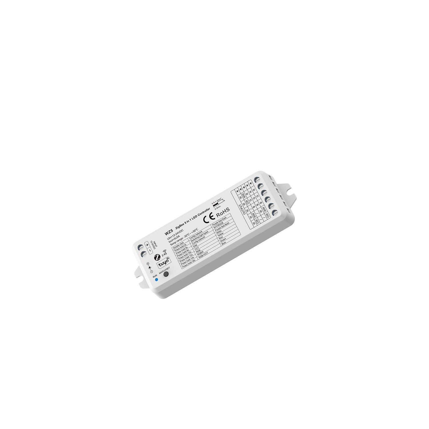 Contrôleur Variateur LED Wifi 5 en 1 para ruban Monochrome/CCT/RGB/RGBW/RGBWW 12/24V DC Monocolor / CCT / RGB / RGBW / RGBWW