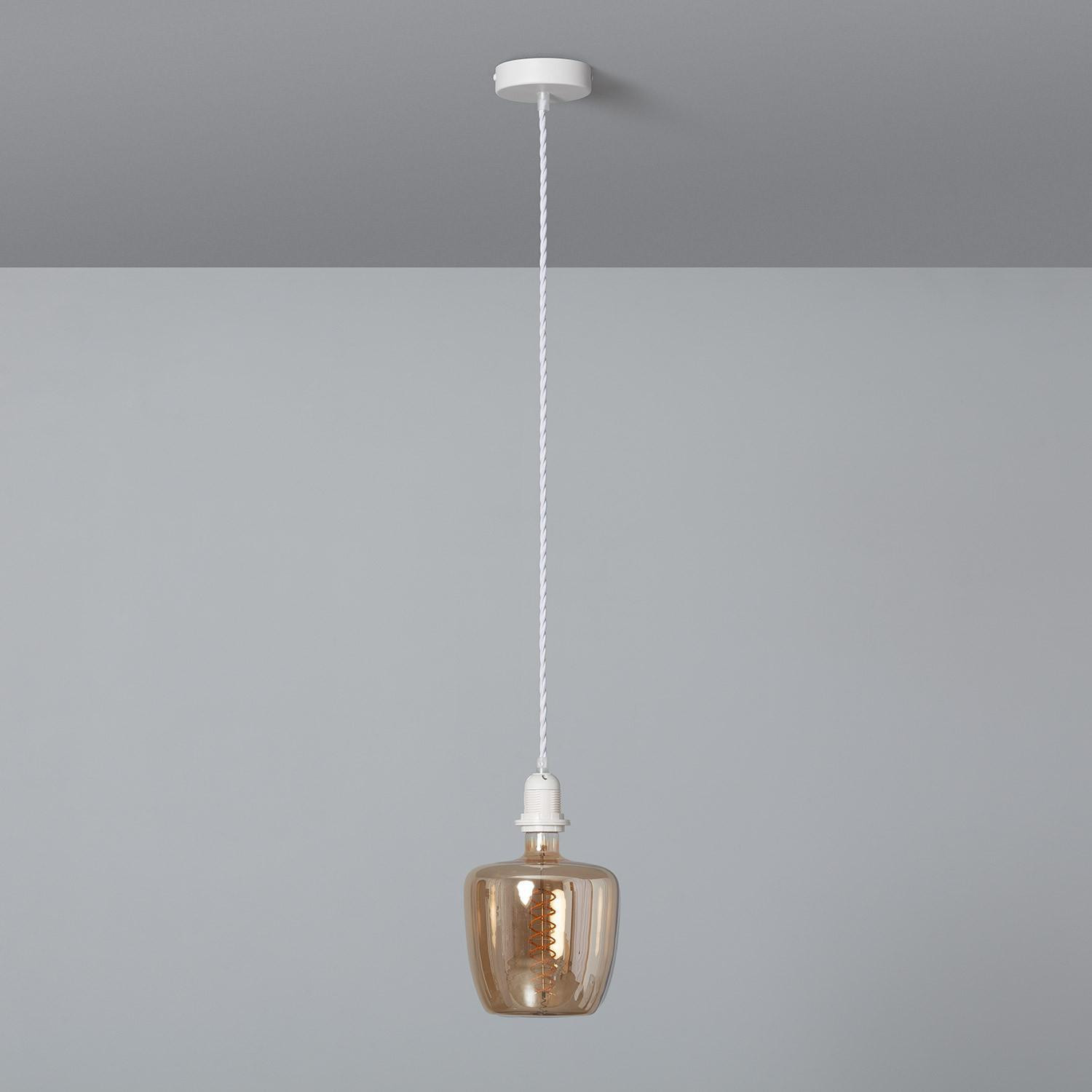 Support à Douille pour Suspension avec Câble Textile Tressé Blanc Blanc