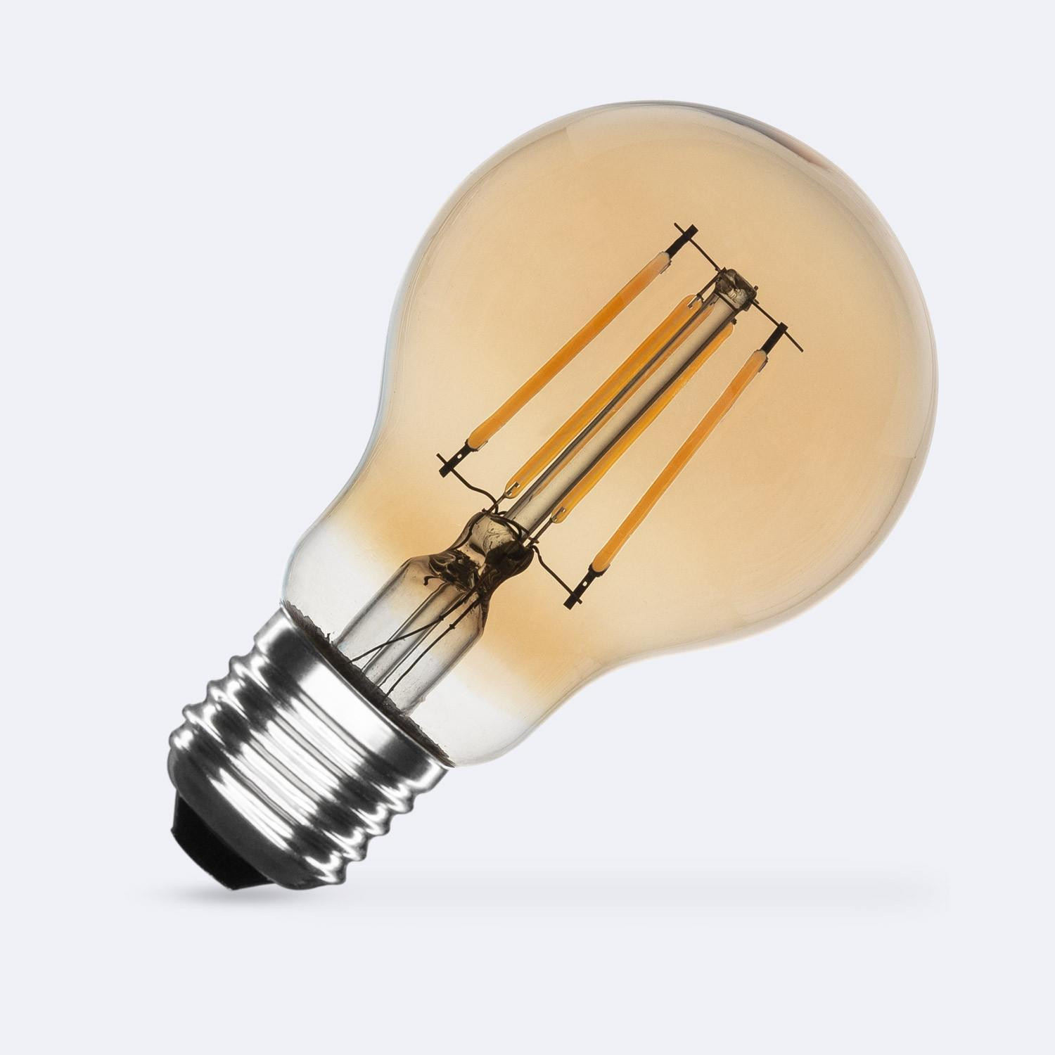 Ampoule LED Filament E27 6W 600lm A60 Gold No Flicker Blanc chaud 2200K