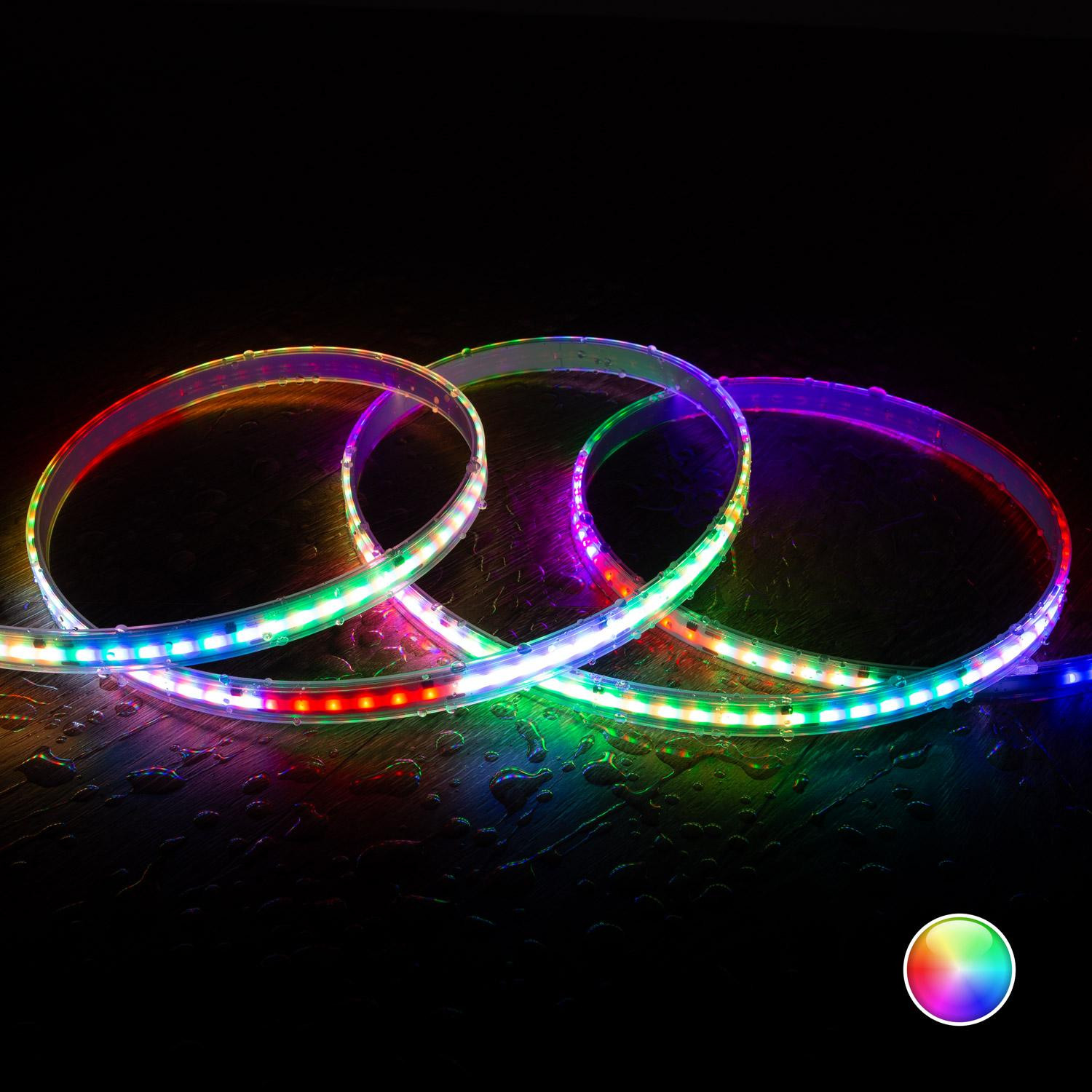 Ruban LED RGBIC Digital SPI 24V DC COB Silicone FLEX 360LED/m 5m IP65 Largeur 12mm Coupe tous les 5 cm RGBIC