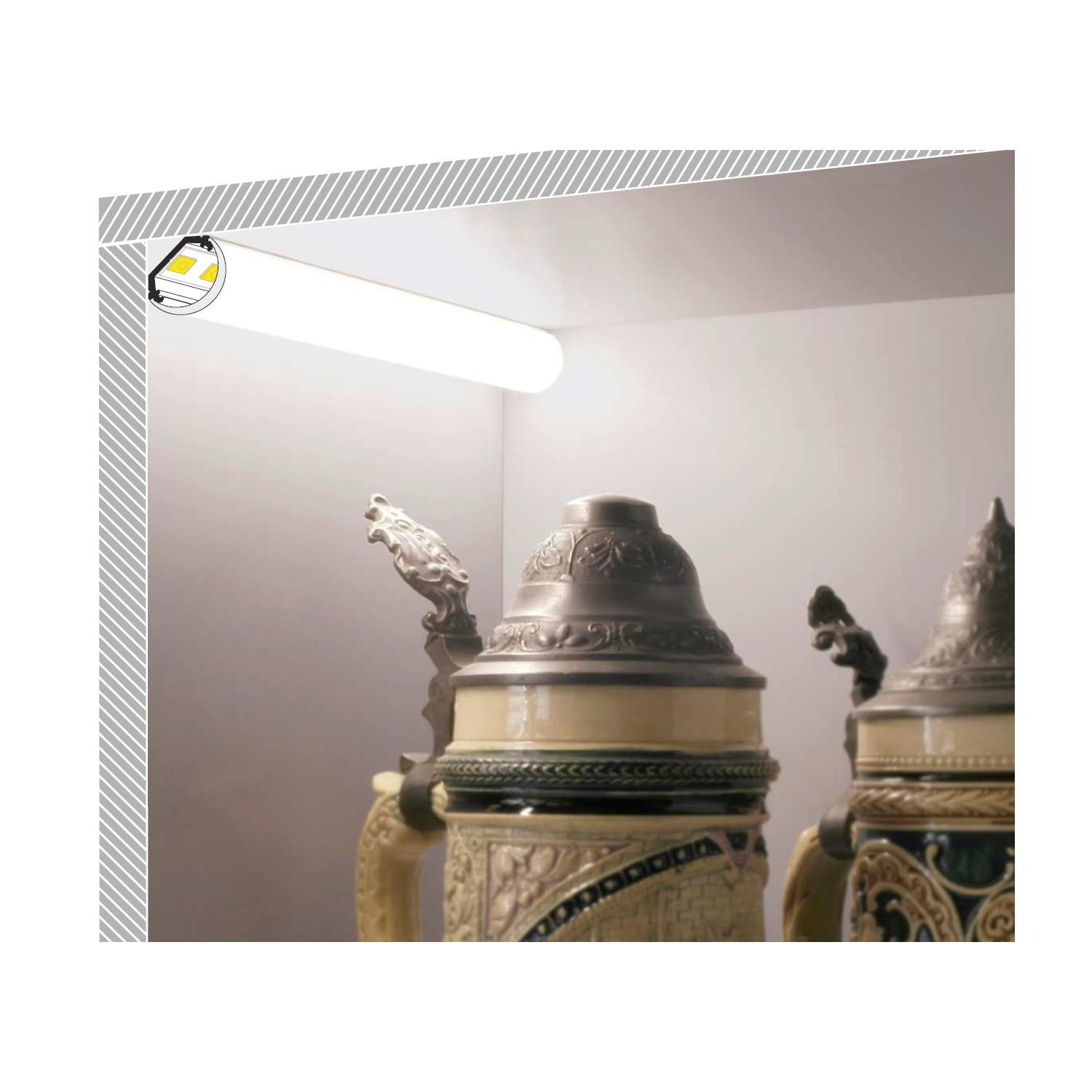 Profilé Aluminium Angle 1m avec Capot Rond pour Rubans LED jusqu'à 10mm Capot translucide