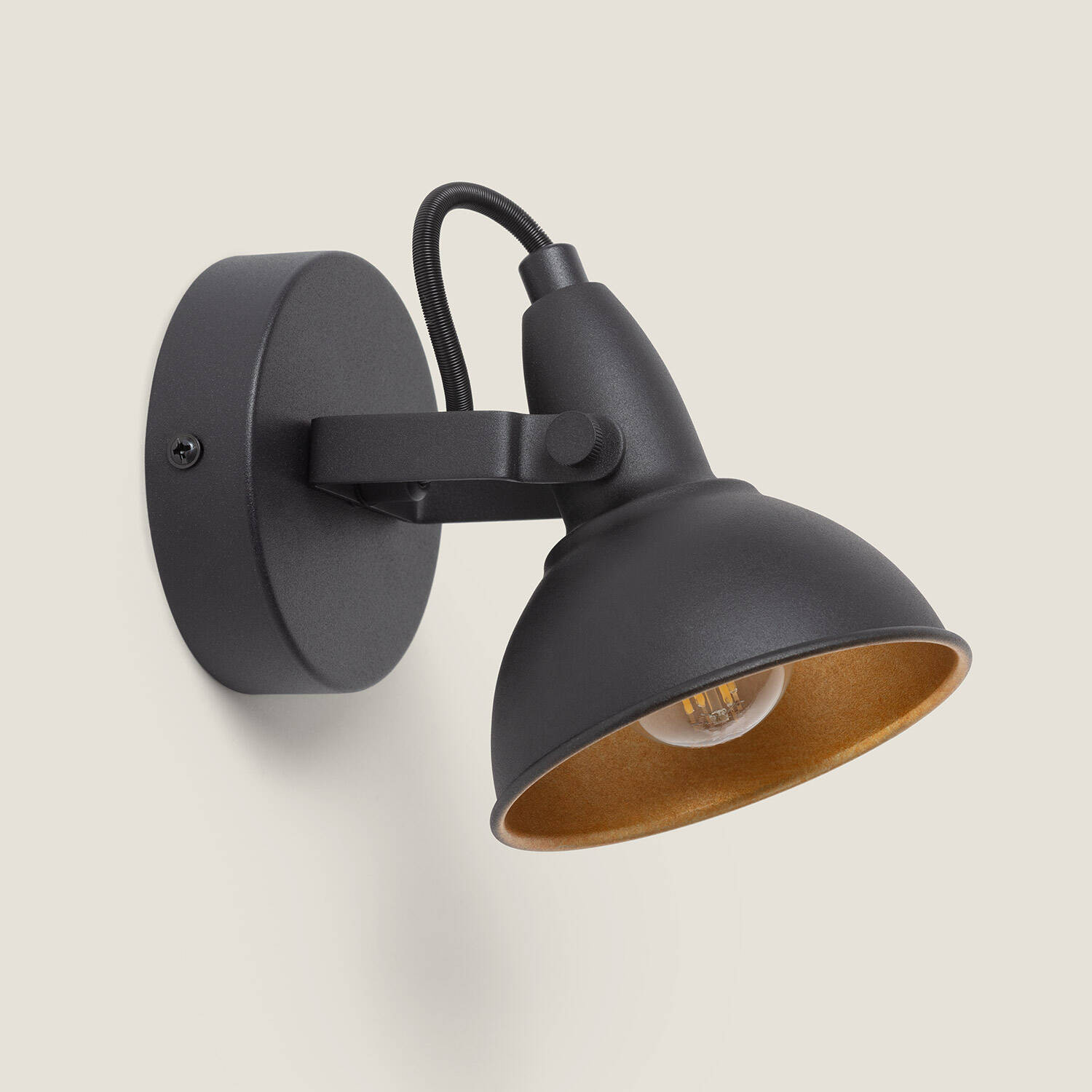 Lampe Murale Orientable Aluminium Emer 1 Spot Noir Noir