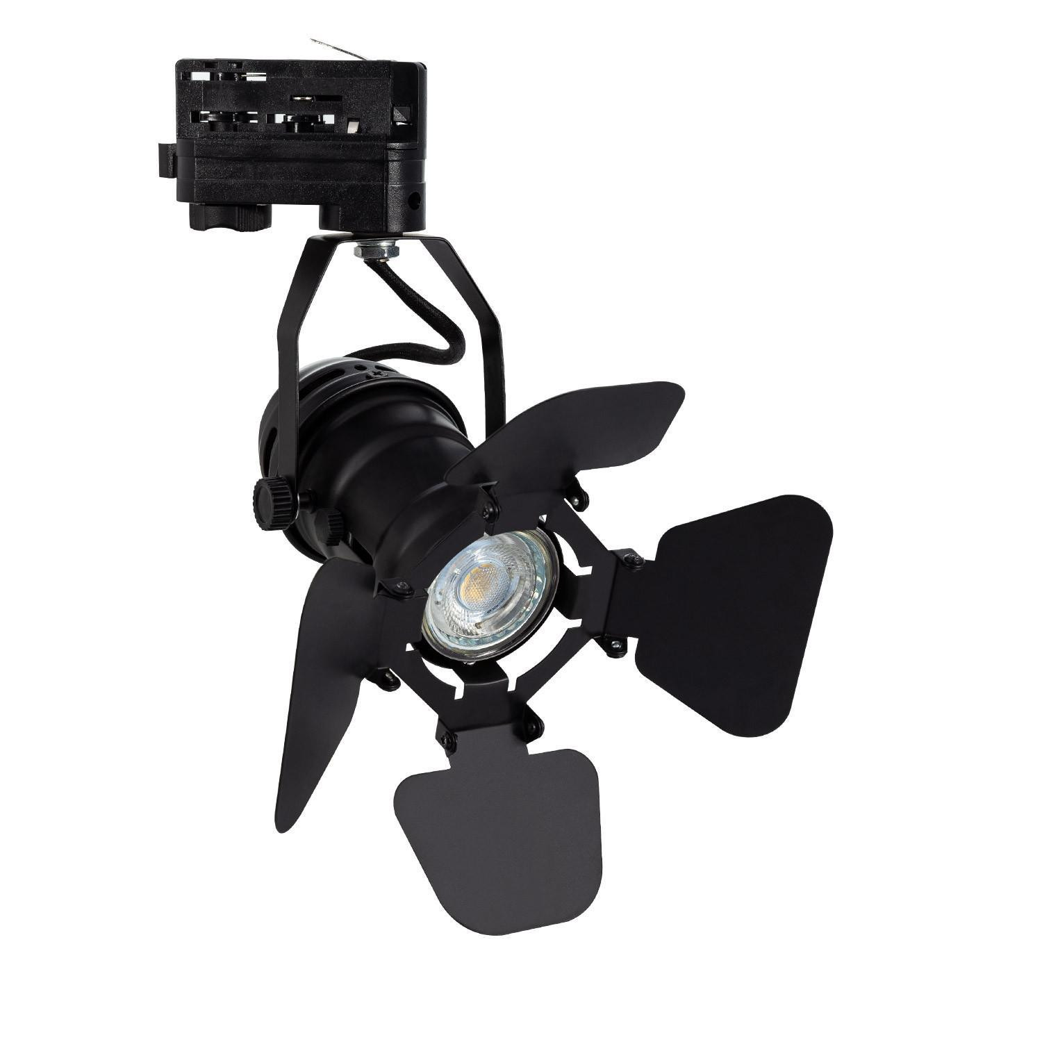 Spot à Douille sur Rail Monophasé Cinema Kurangna pour Ampoule GU10 Noir