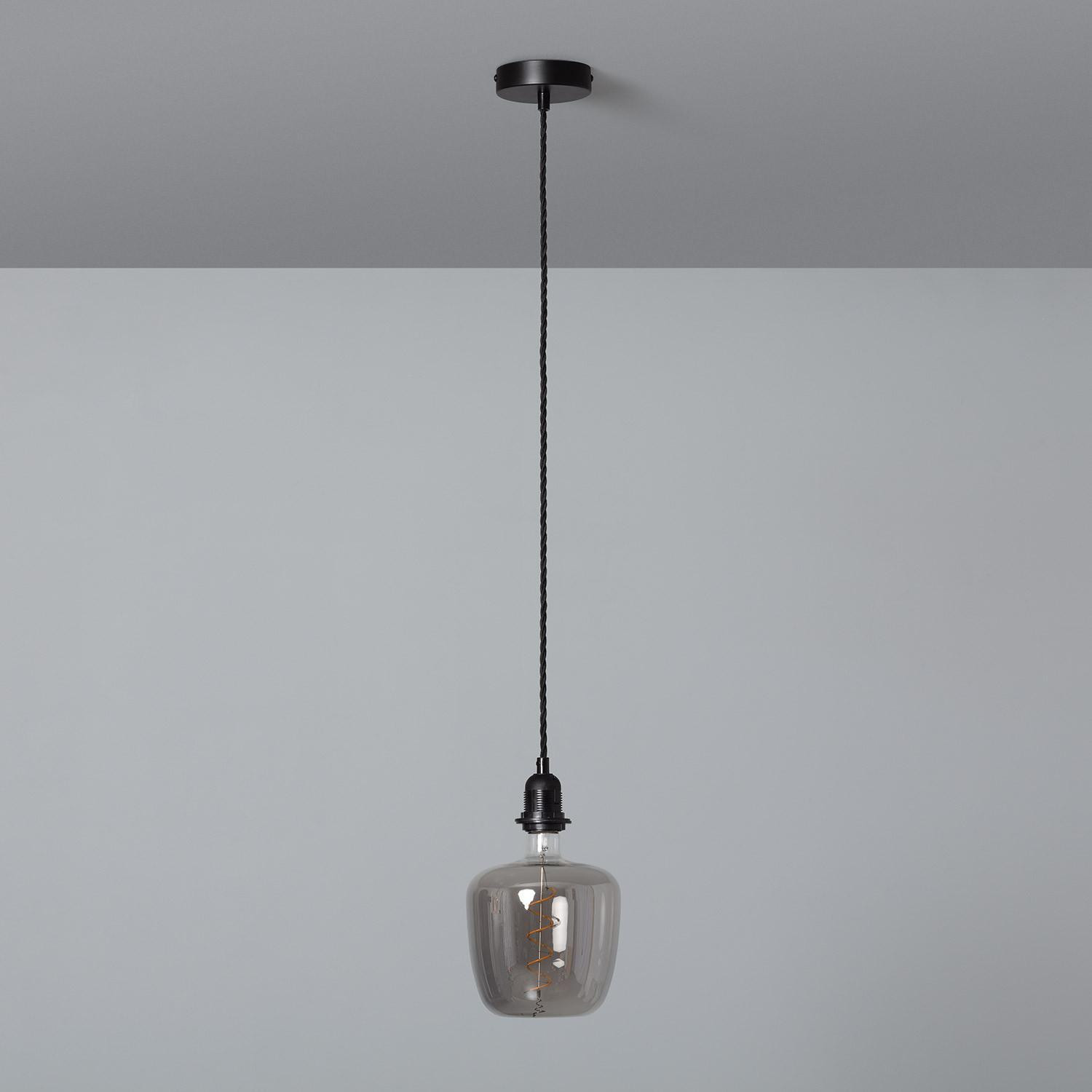 Support à Douille pour Suspension avec Câble Textile Tressé Noir Noir