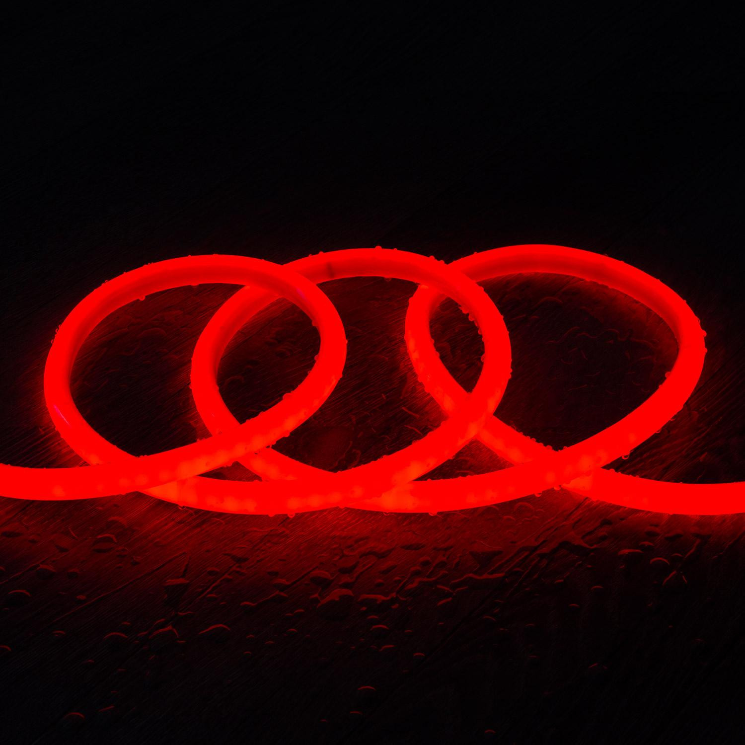 Ruban Néon LED Dimmable 220V AC Circulaire SFLEX14 IP65 coupe tous les 100cm 50 m Rouge