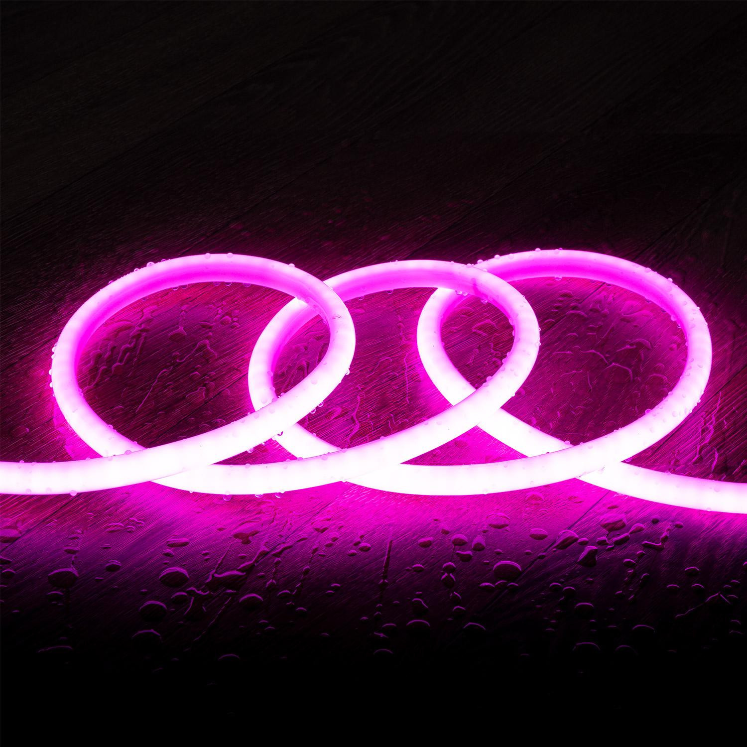 Ruban Néon LED Dimmable 220V AC Circulaire SFLEX14 IP65 coupe tous les 100cm 8 m Rose