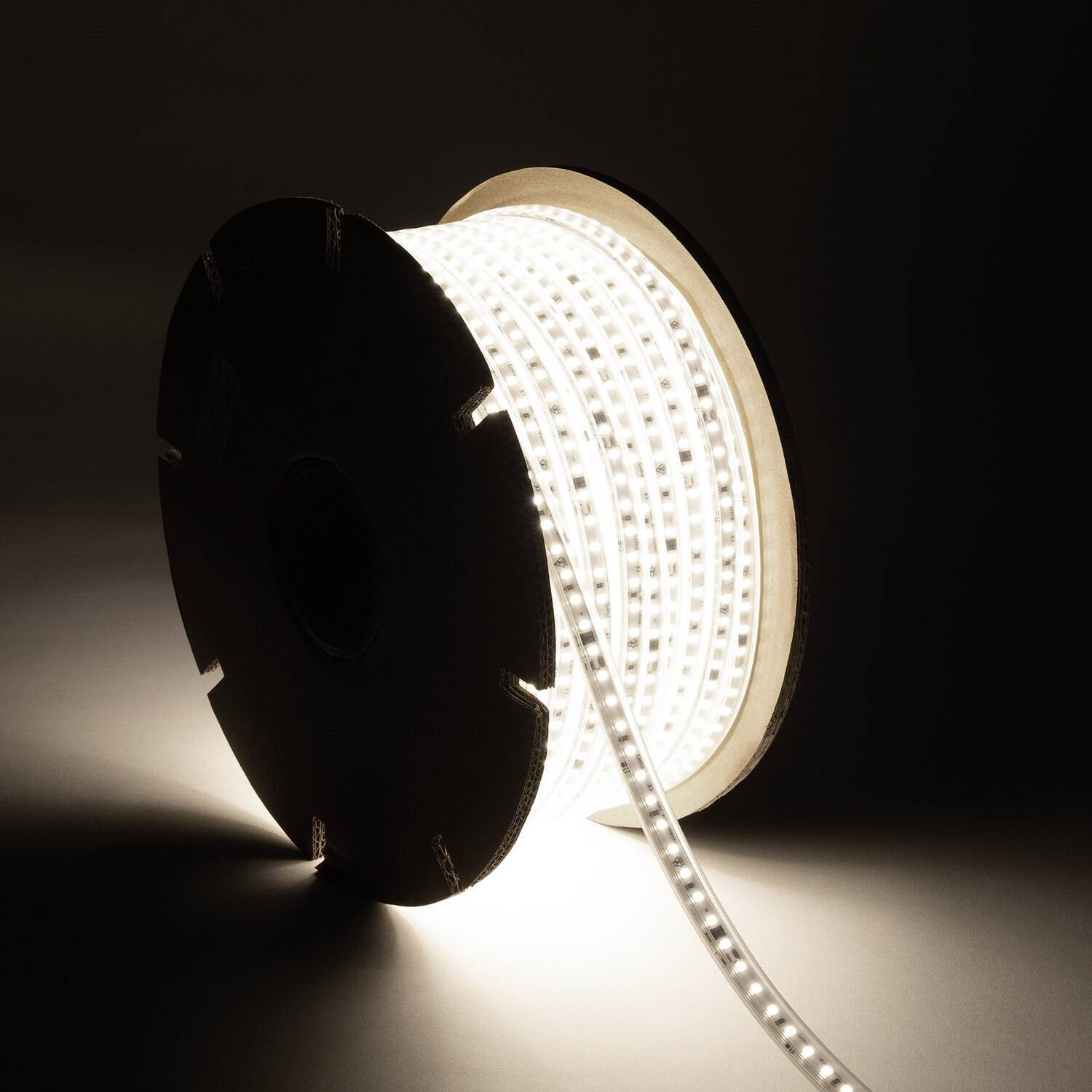 Bobine de Ruban LED Dimmable Auto- redressement 220V AC SMD2835 50m 120LED/m 1000lm/m Largeur 12mm 50 metres IP65 Blanc v34104