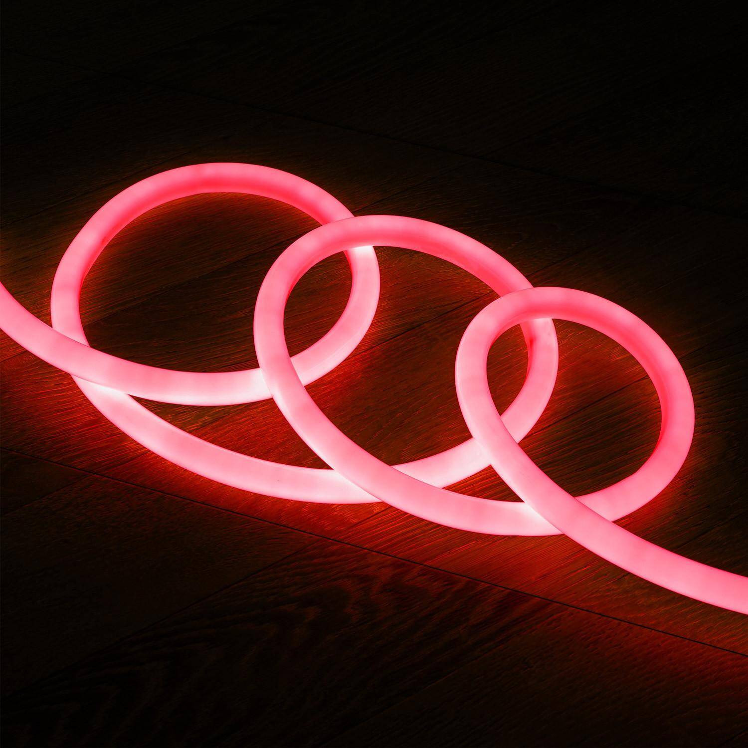 Néon LED Flexible 360º Rond Dimmable 120LED/m 220V AC Rouge IP67 Coupe tous les 100cm 7m