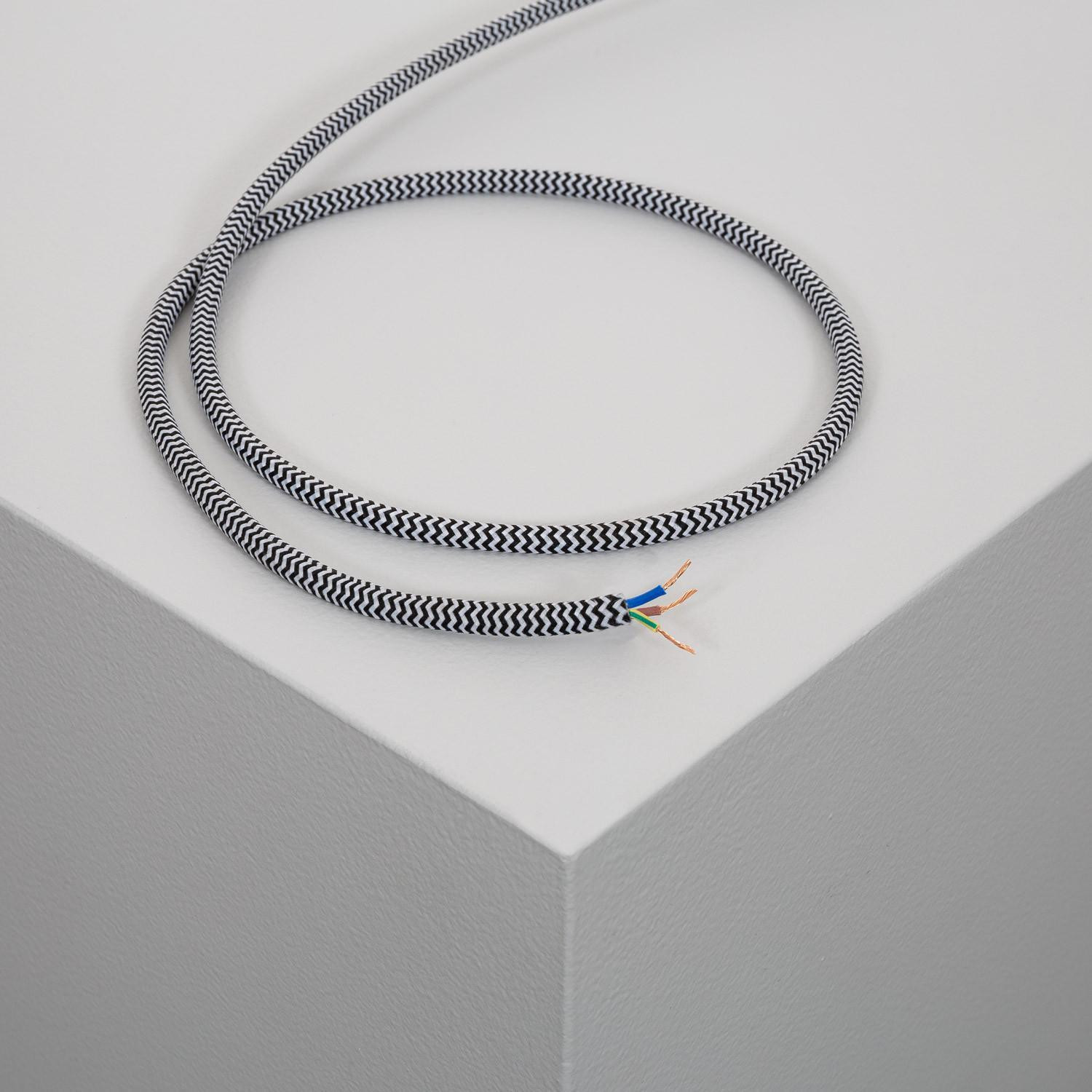 Câble Électrique Textile Blanc & Noir 10m