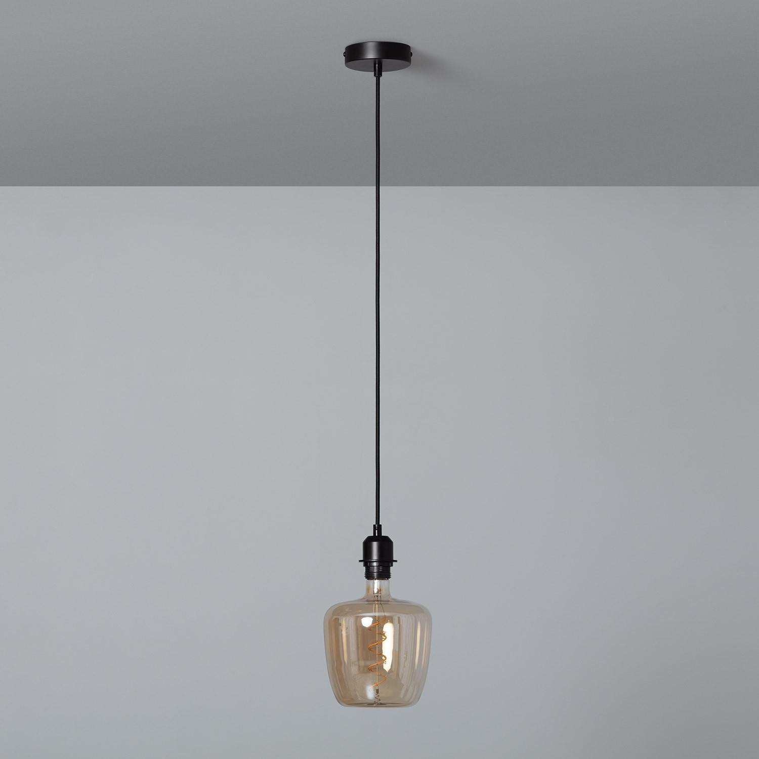 Support à Douille pour Suspension avec Câble Textile Noir Noir