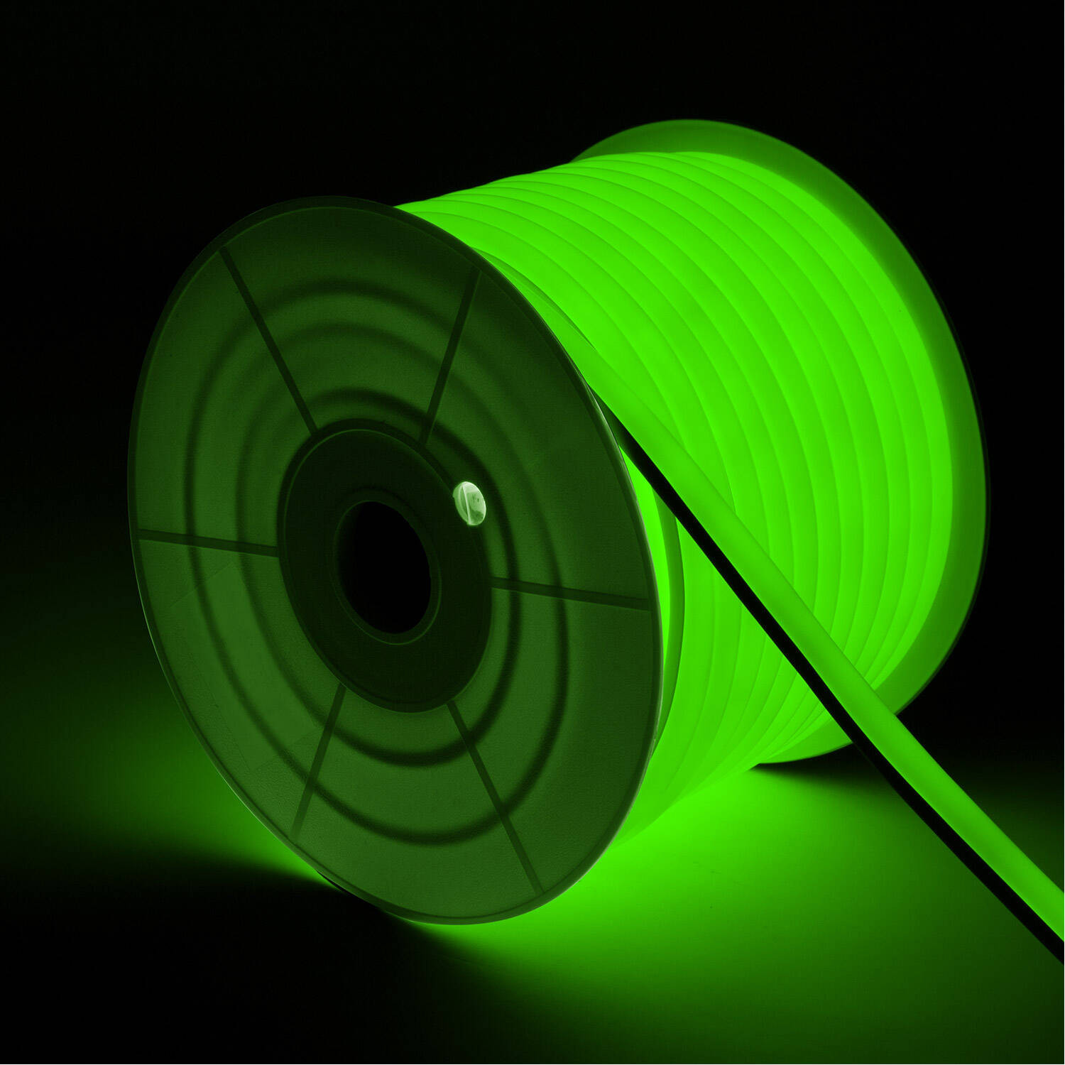 Bobine Gaine Néon LED Flexible Dimmable 7.5W/m 220V AC 120LED/m 50m Semi-circulaire 180° Verte IP67 Coupe Tous les 100cm Vert