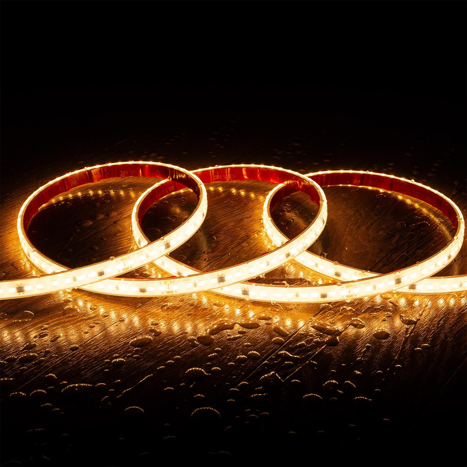 Ruban LED Dimmable Auto-redressement 220V SMD2835 Silicone FLEX 120LED/m IP67 High Lumen Largeur 12mm Coupe 10 cm 5 m v33404