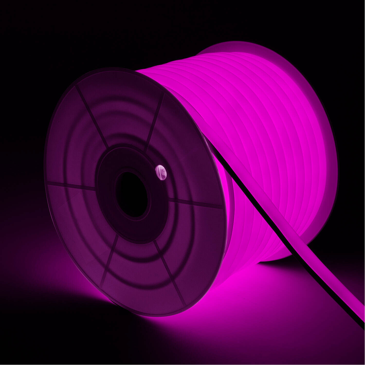 Bobine Gaine Néon LED Flexible Dimmable 7.5W/m 220V AC 120LED/m 50m Semi-circulaire 180° Rose IP67 Coupe Tous les 100cm Rose
