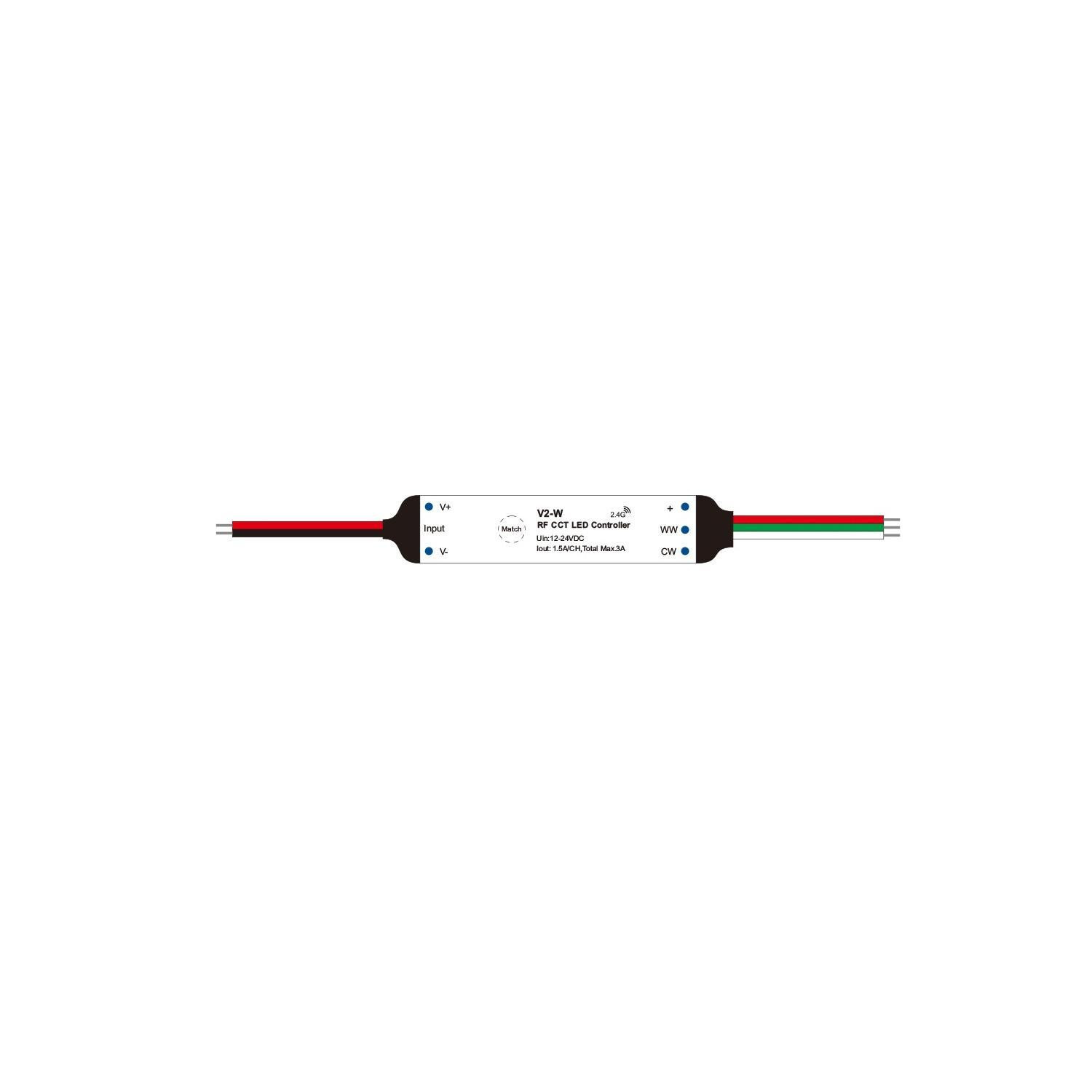 Mini Contrôleur Variateur Ruban LED CCT 12/24V DC Compatible avec Télécommande RF CCT