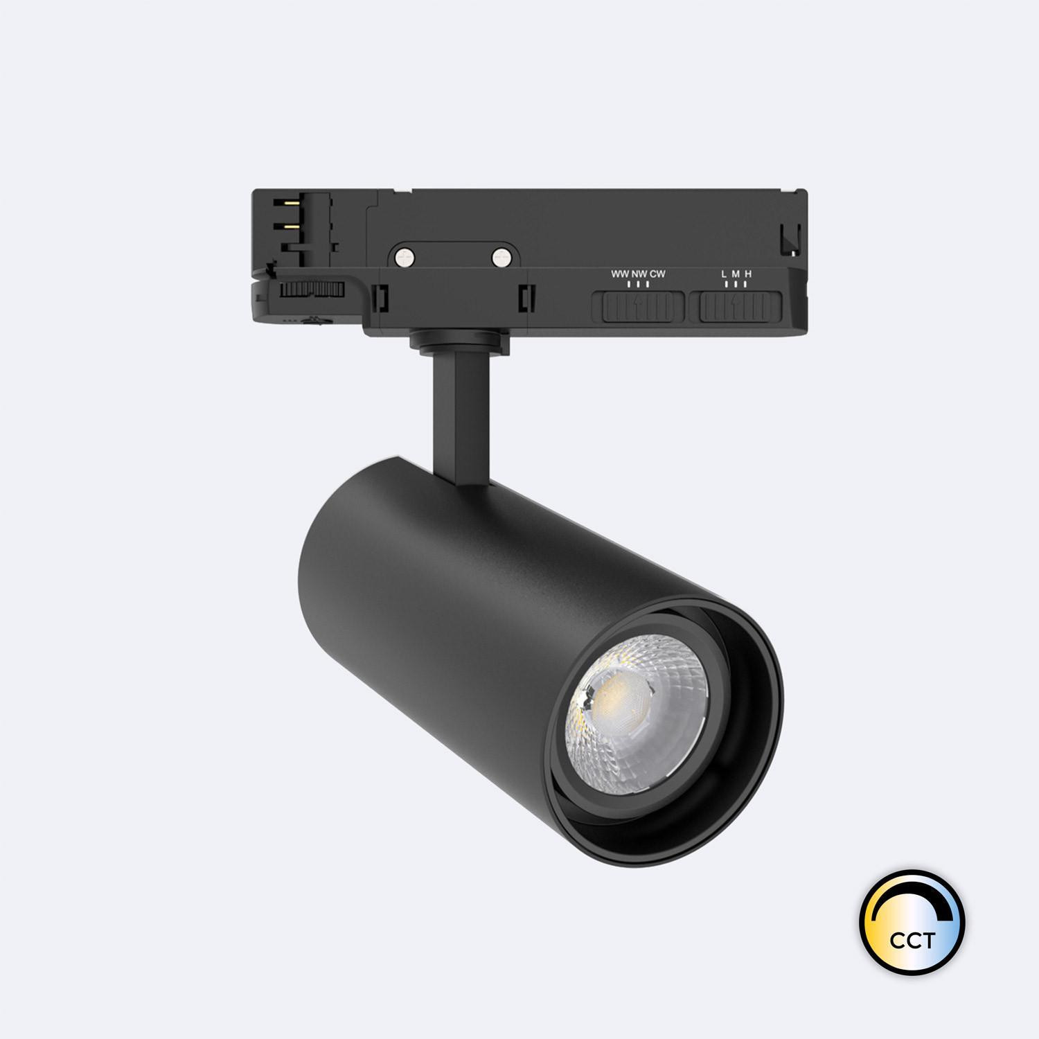 Spot LED sur Rail Triphasé 30W Fasano CCT Dimmable DALI Noir Sélectionnable (2700K - 3200K - 4000K)