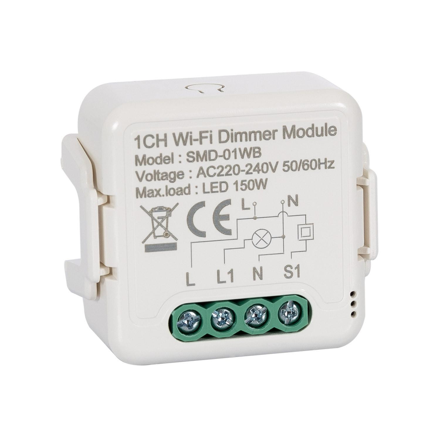 Module de Variation WiFi TRIAC Compatible avec Bouton-Poussoir Blanc