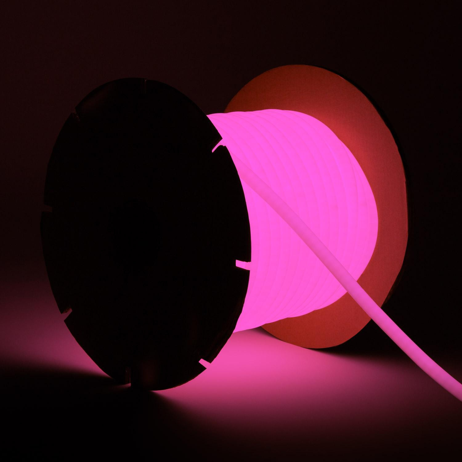 Bobine Gaine Néon LED Dimmable 220V Circulaire SFLEX17 50 Mètres IP65 Coupe 100cm Rose