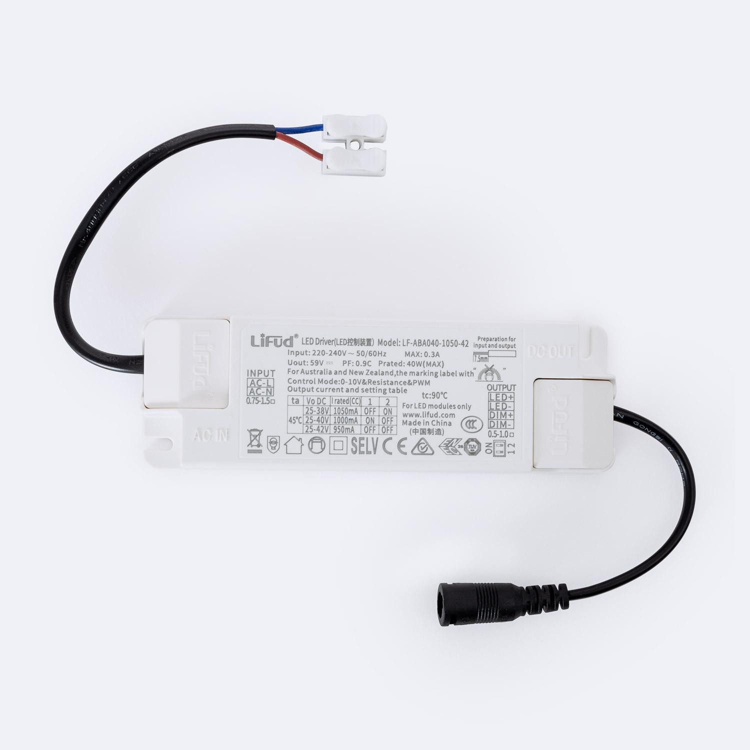 Driver LIFUD Dimmable 0-10V 220-240V No Flicker Sortie 25-38V 950-1050mA 24-40W LF-ABA040-1050-42 40W