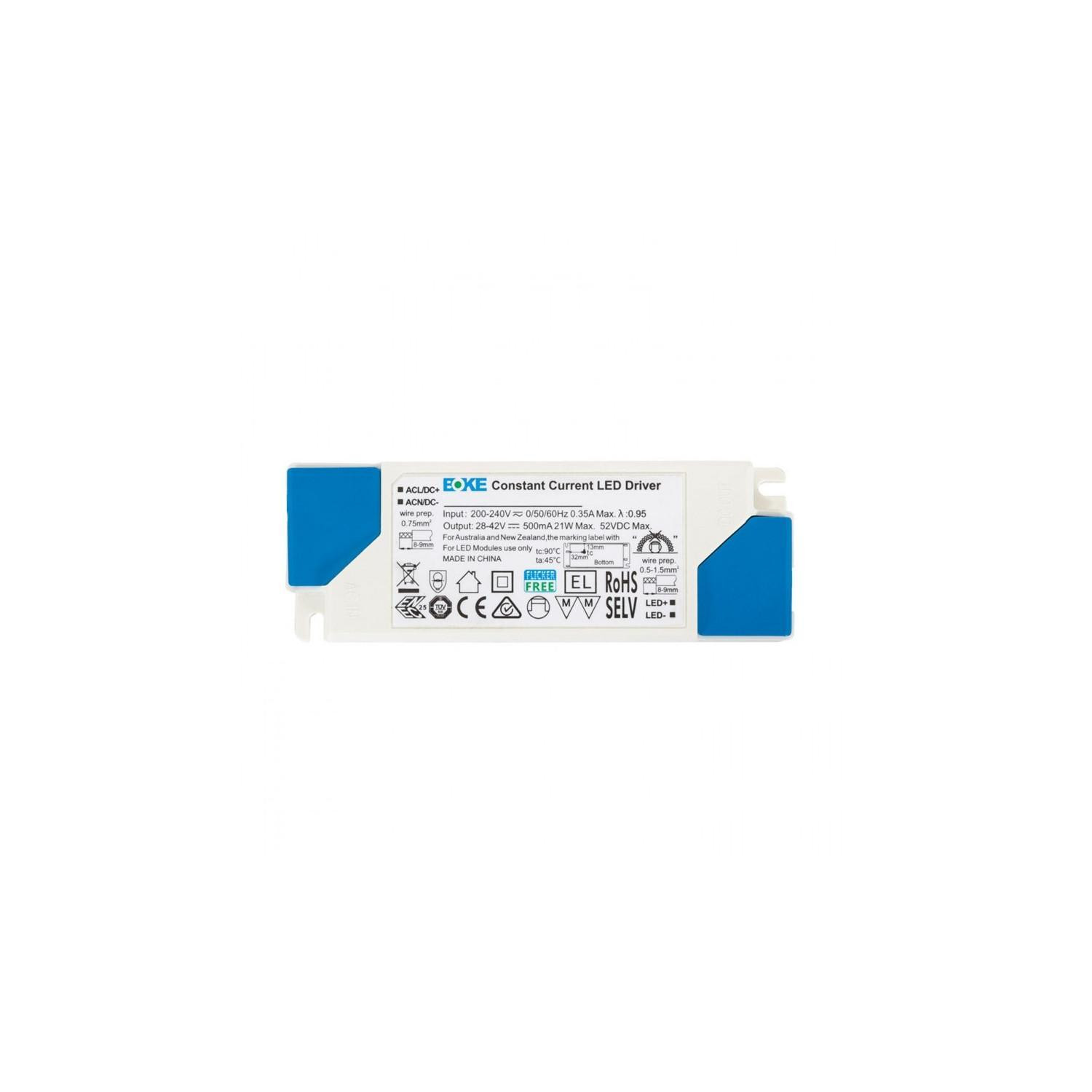 Driver BOKE 200-240V Sortie 28-42V DC 500mA 21W No Flicker BK-BEL 022 21W
