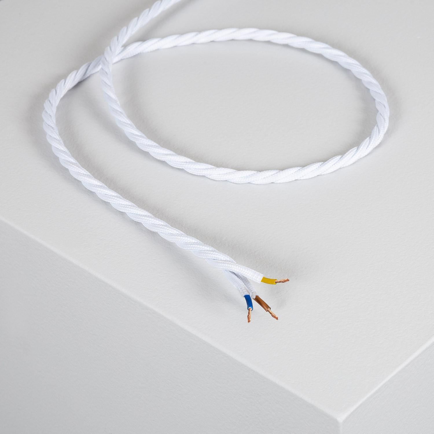 Câble Électrique Textile Tressé Blanc 4m