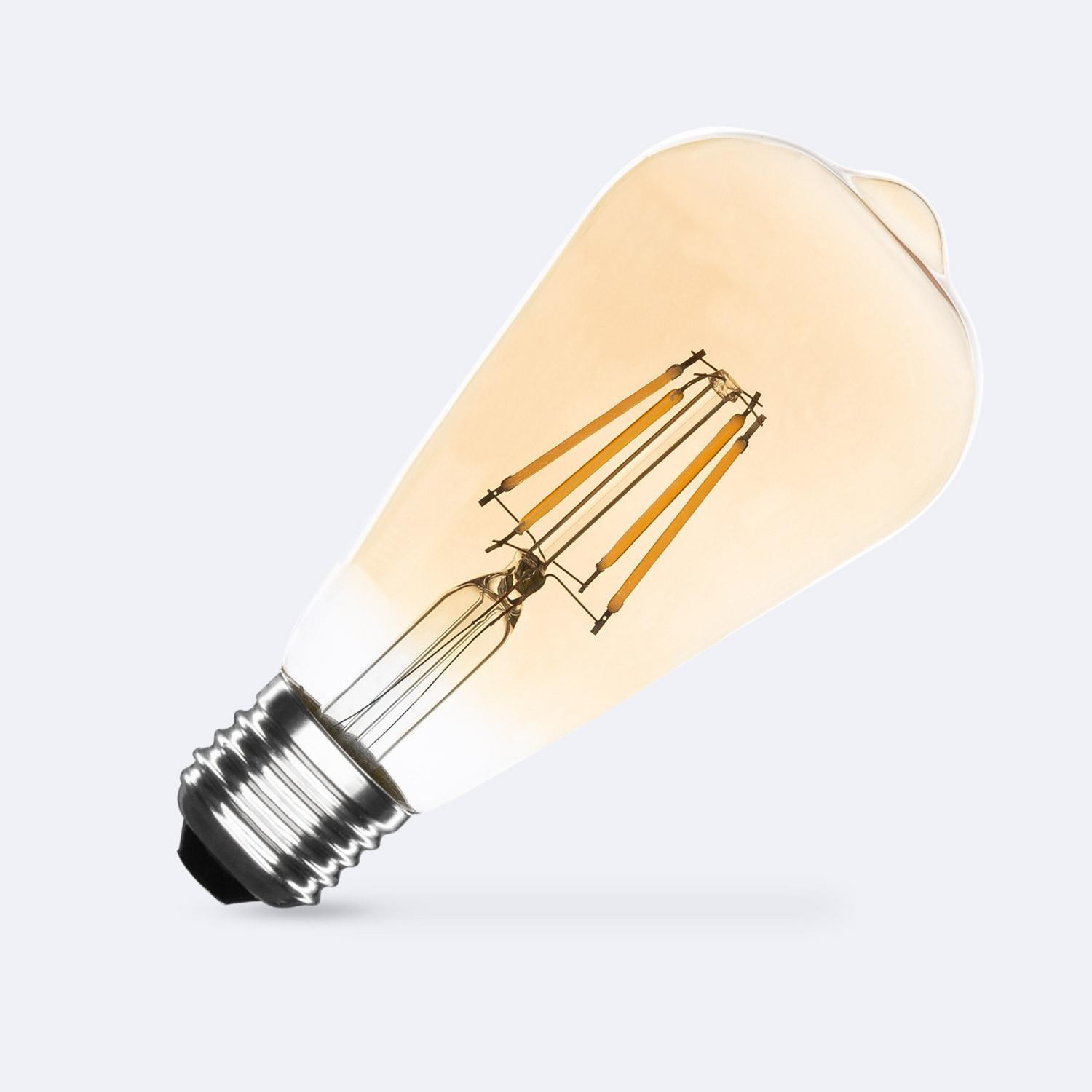 Ampoule LED Filament E27 6W 600lm Dimmable ST64 Gold No Flicker Blanc neutre 4000K