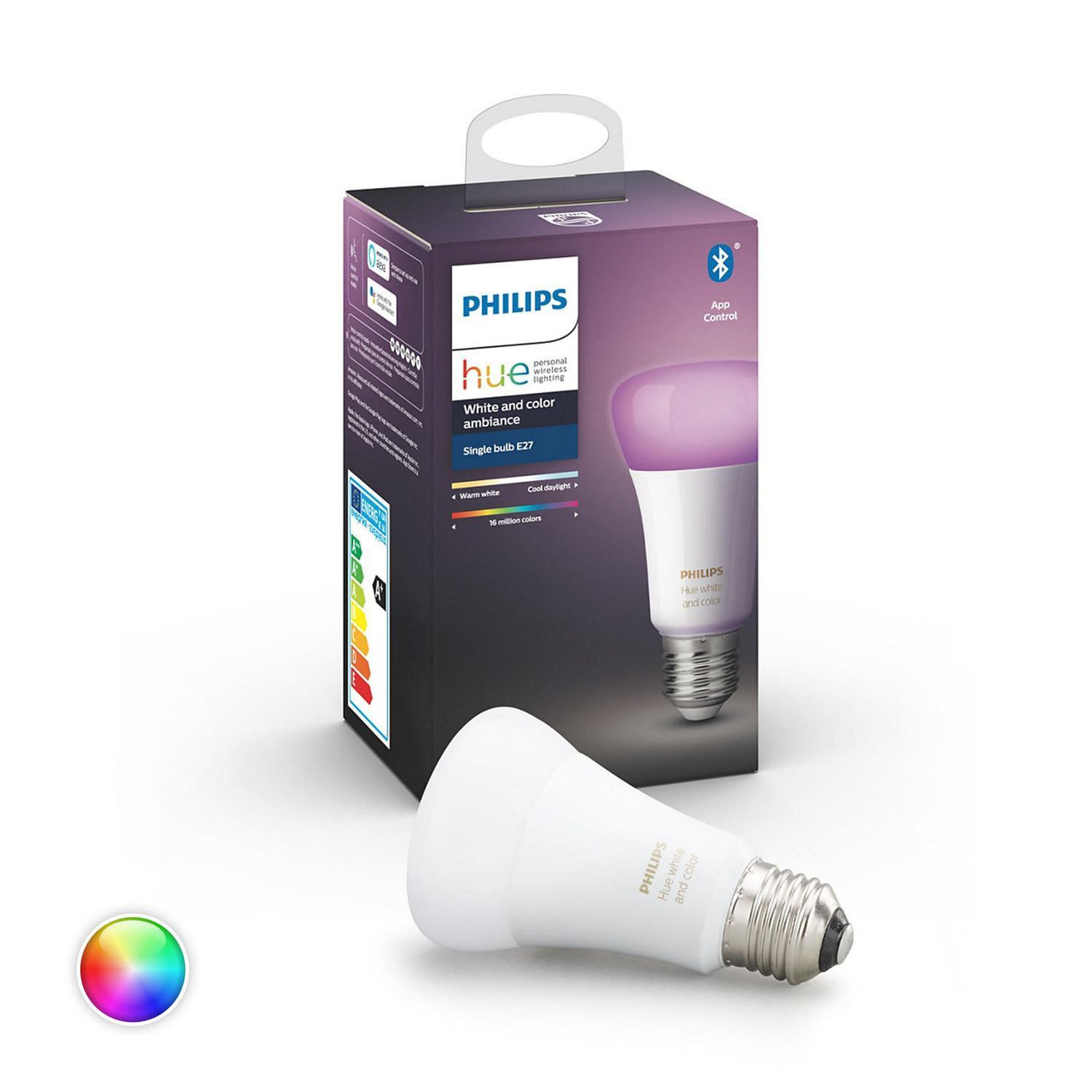 Ampoule LED Intelligente E27 6.5W A60 PHILIPS Hue White Color RGB