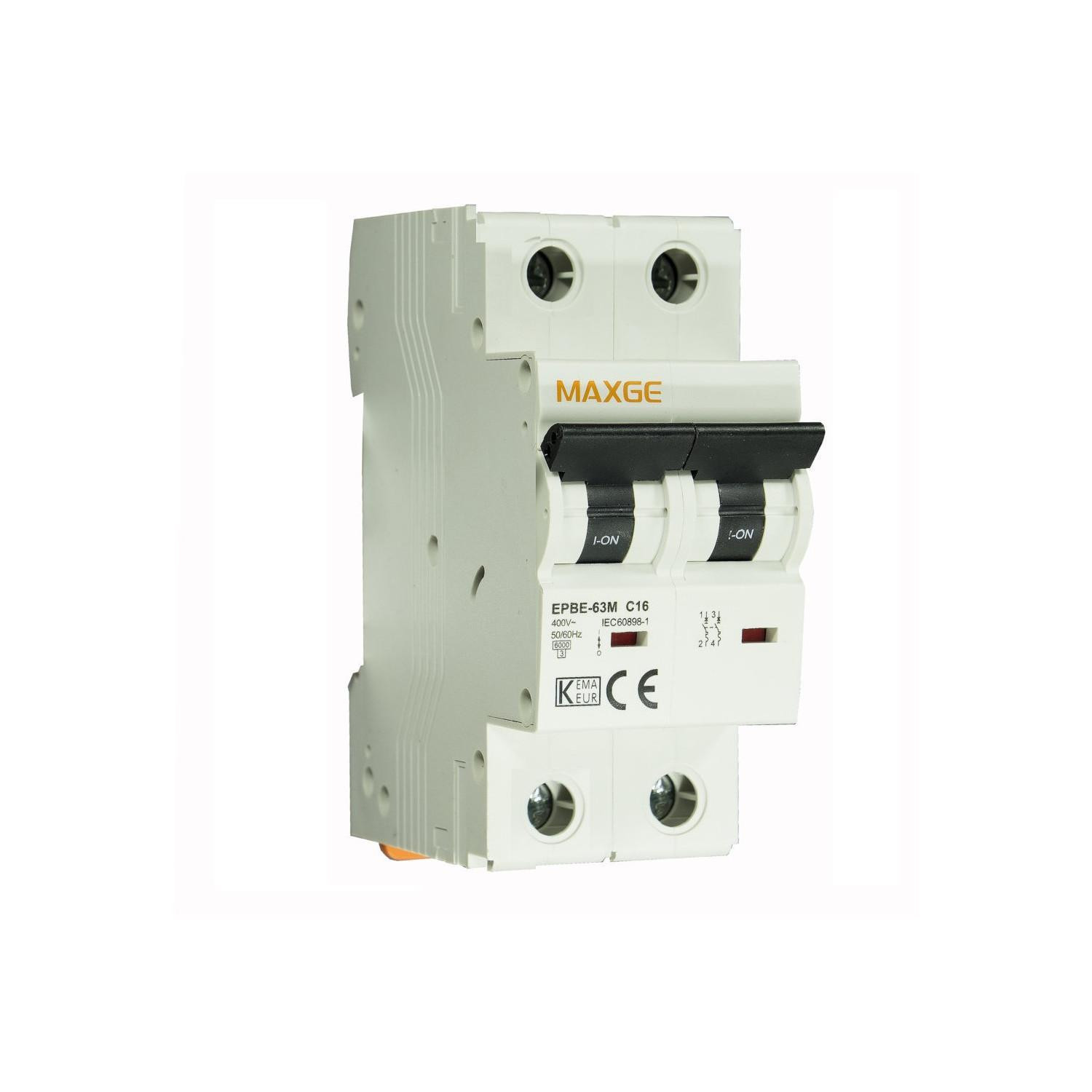 Disjoncteur Résidentiel 2P-6kA 6-40A Courbe C MAXGE 32A