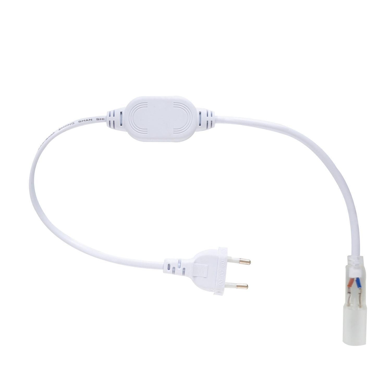 Câble Rectificateur pour Gaine LED Ronde 220V AC IP65 Coupe Tous les 100cm Blanc