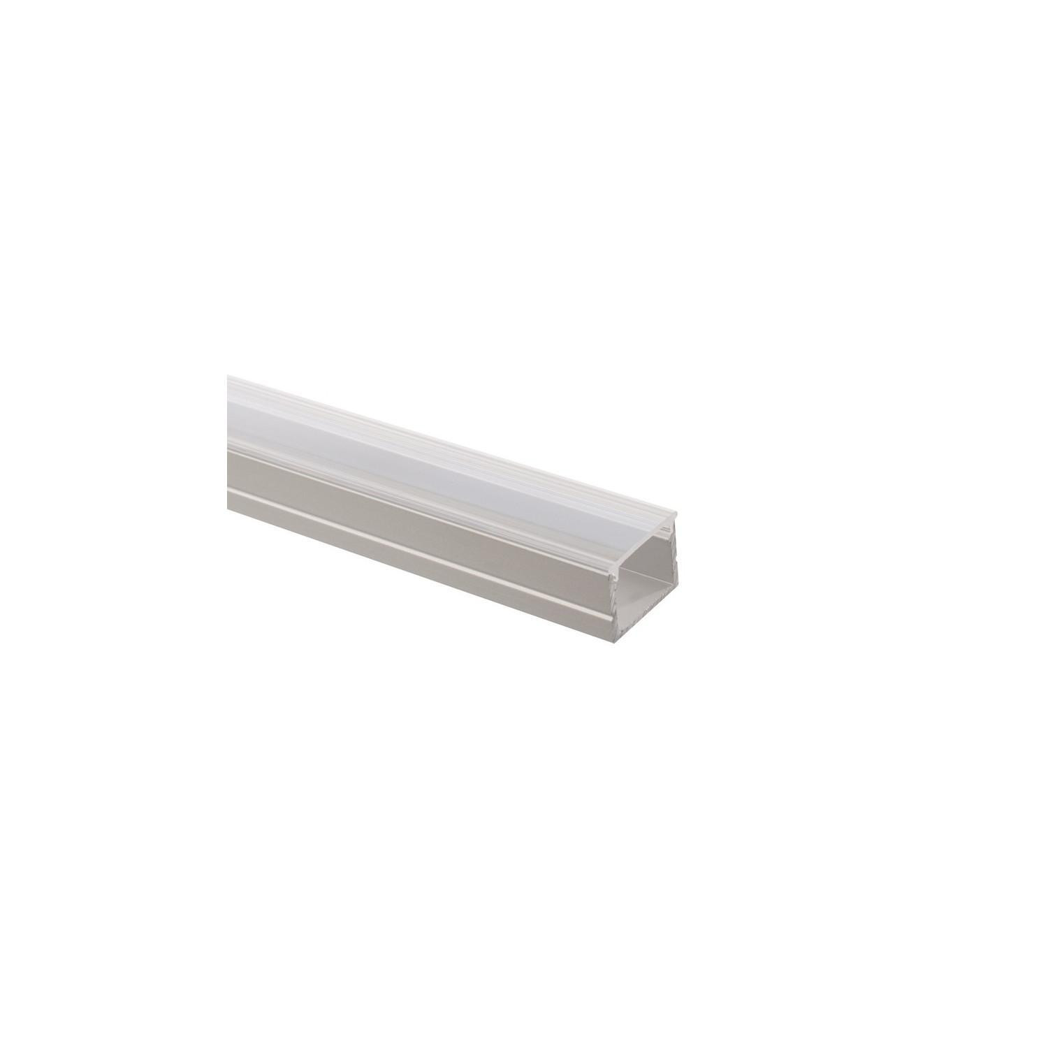 Profilé Aluminium en Saillie avec Capot Continu pour Ruban LED jusqu'à 16mm 2m Capot transparent
