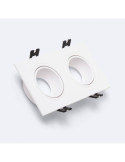 Collerette Downlight Carré Orientable pour deux Ampoules LED GU10 / GU5.3 Coupe 75x150 mm